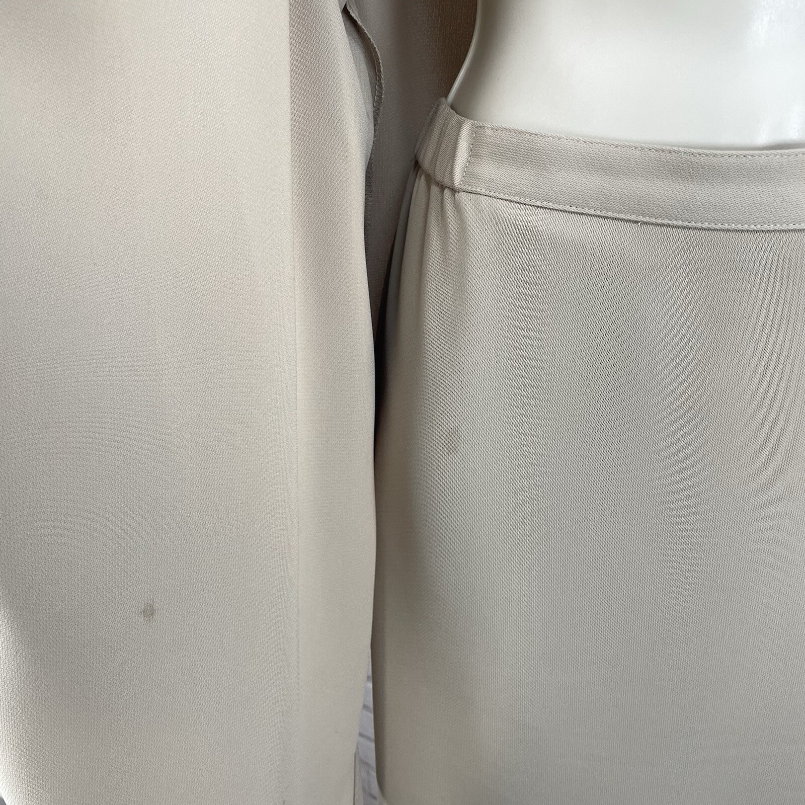 VTG Da Rue Tan Blouse Skirt Set Gold Button Long Sleeve USA Made Plus Size 18/20