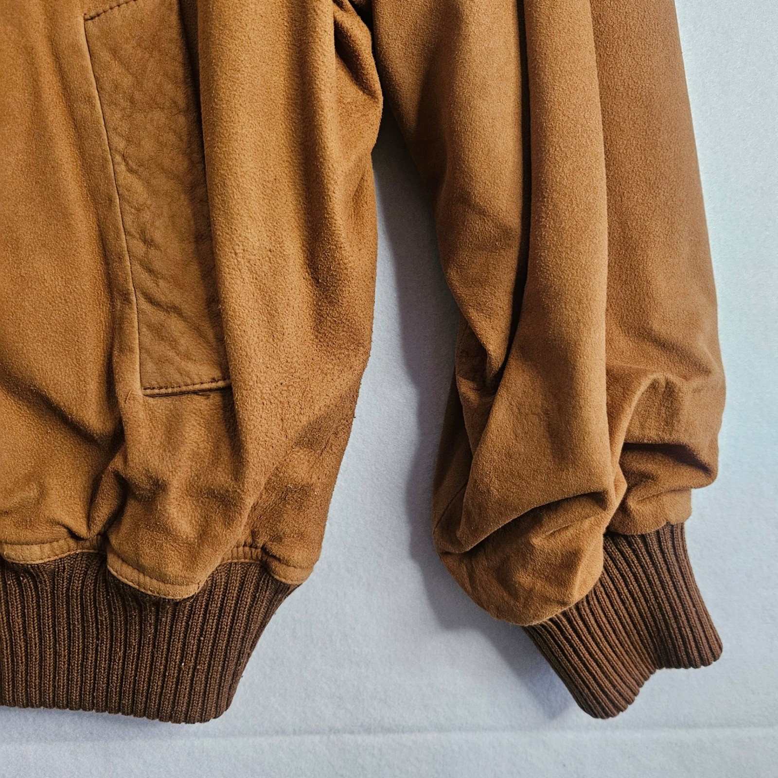 DKNY Donna Karan Vtg Suede Leather Bomber Jacket Womens Brown Tan 12 Large 90s