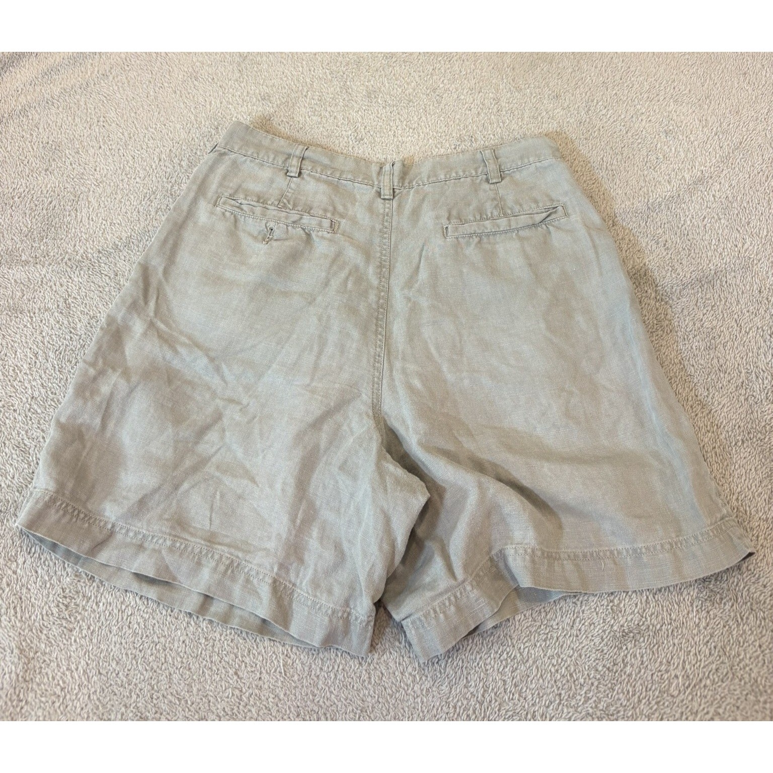 Vintage J.Crew Oarsman Women 100% Linen Pleated Shorts Gray Hong Kong Preppy Ivy
