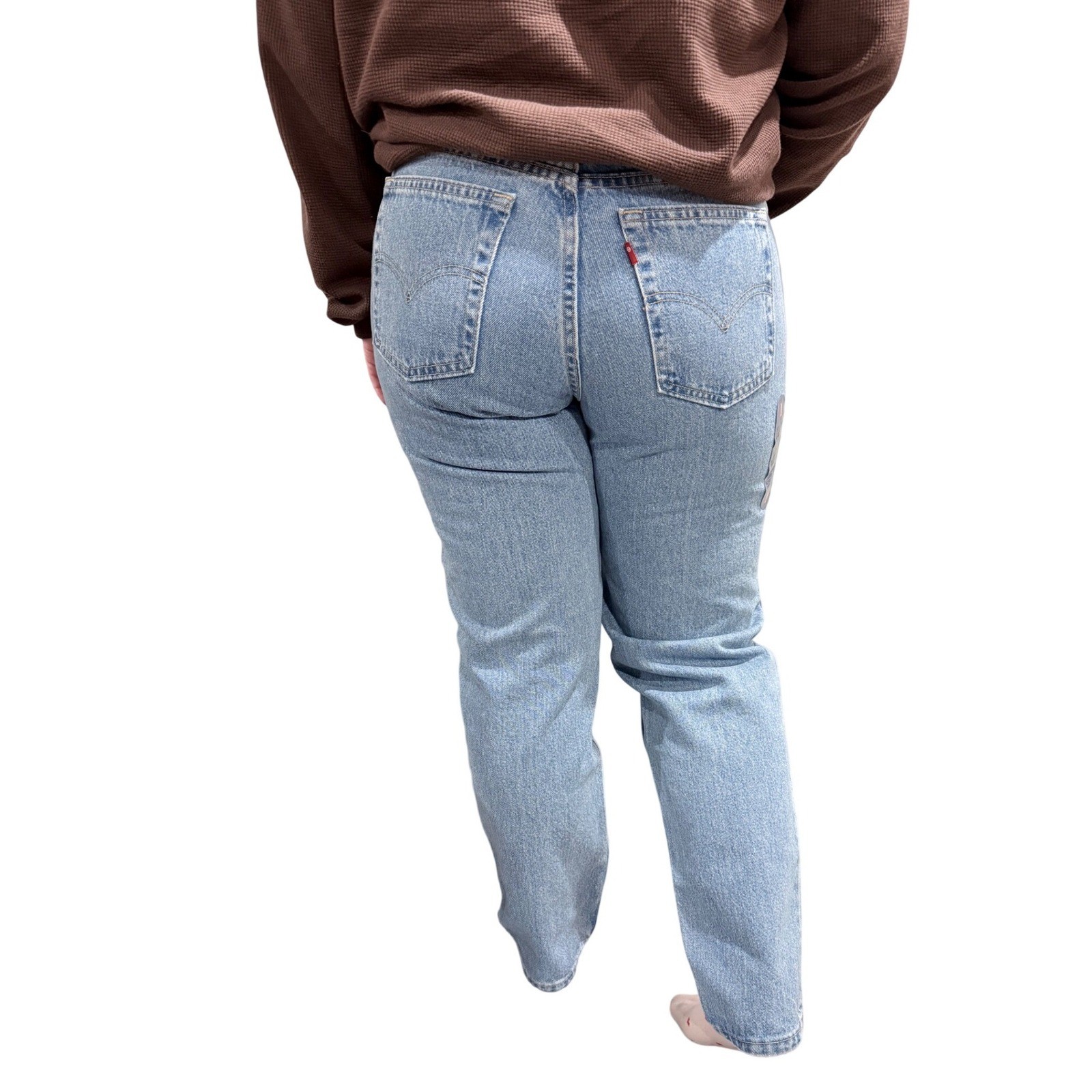 Vintage Levis 550 USA Made Mom Jeans Relaxed Tapered High Rise Light Wash 14M