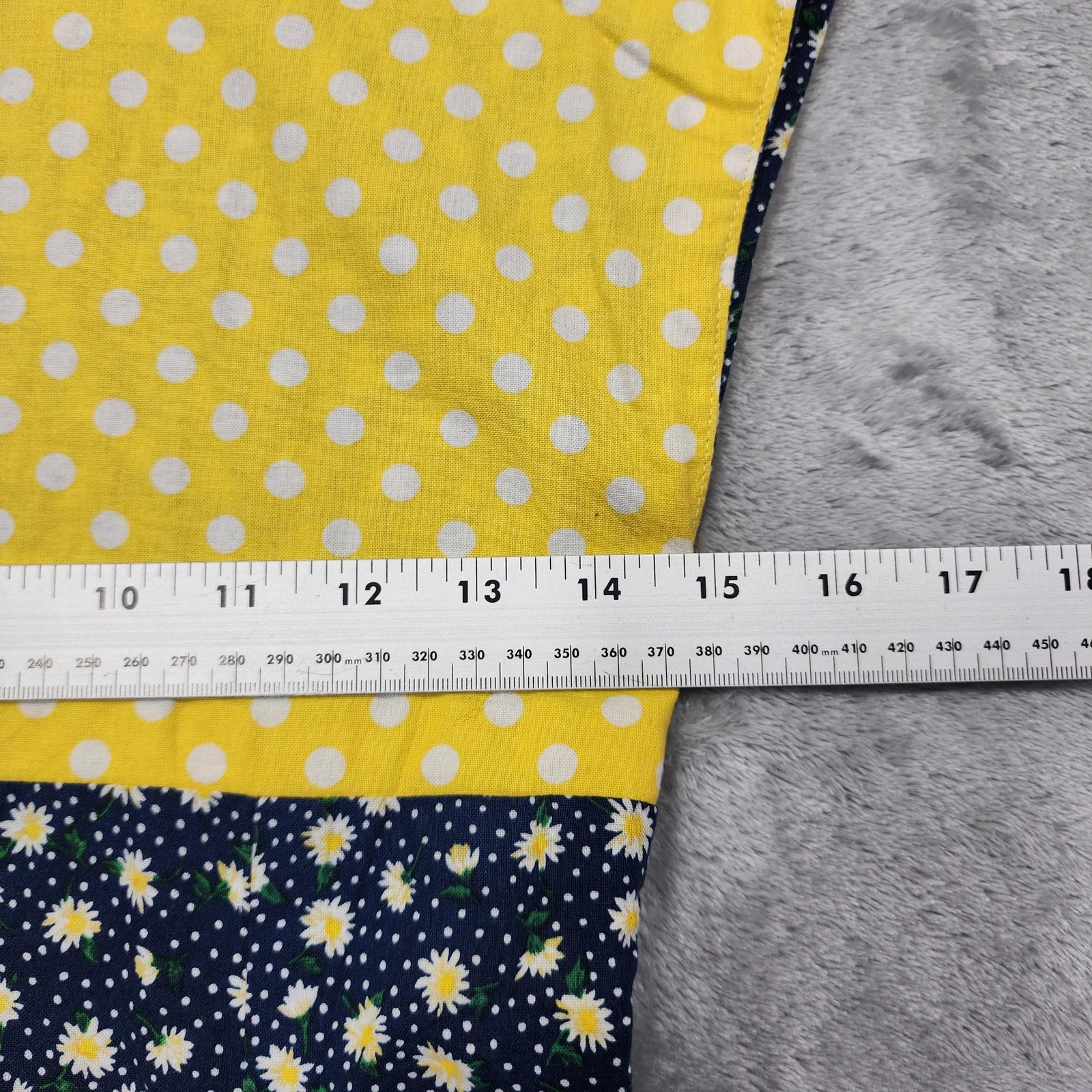 Vintage Dress Women XS Blue Yellow Floral Polka Dot Cotton Mini Cap Sleeve Daisy