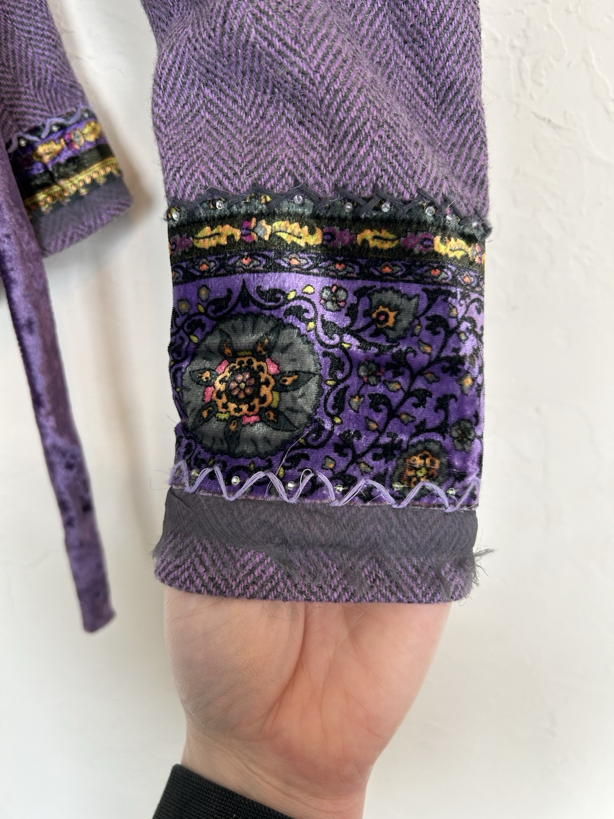 Vintage Y2K Renato Nucci Wool Silk Purple Fairy Velvet Floral Skirt Set 40 NWT M