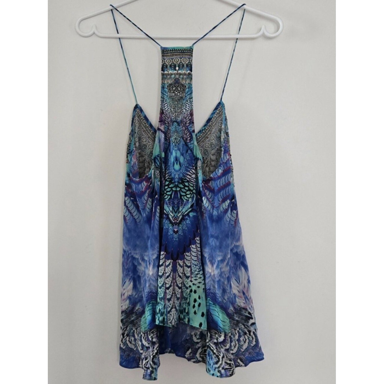 Camilla Moon Dance Feather T Back Shoestring Top Size XS