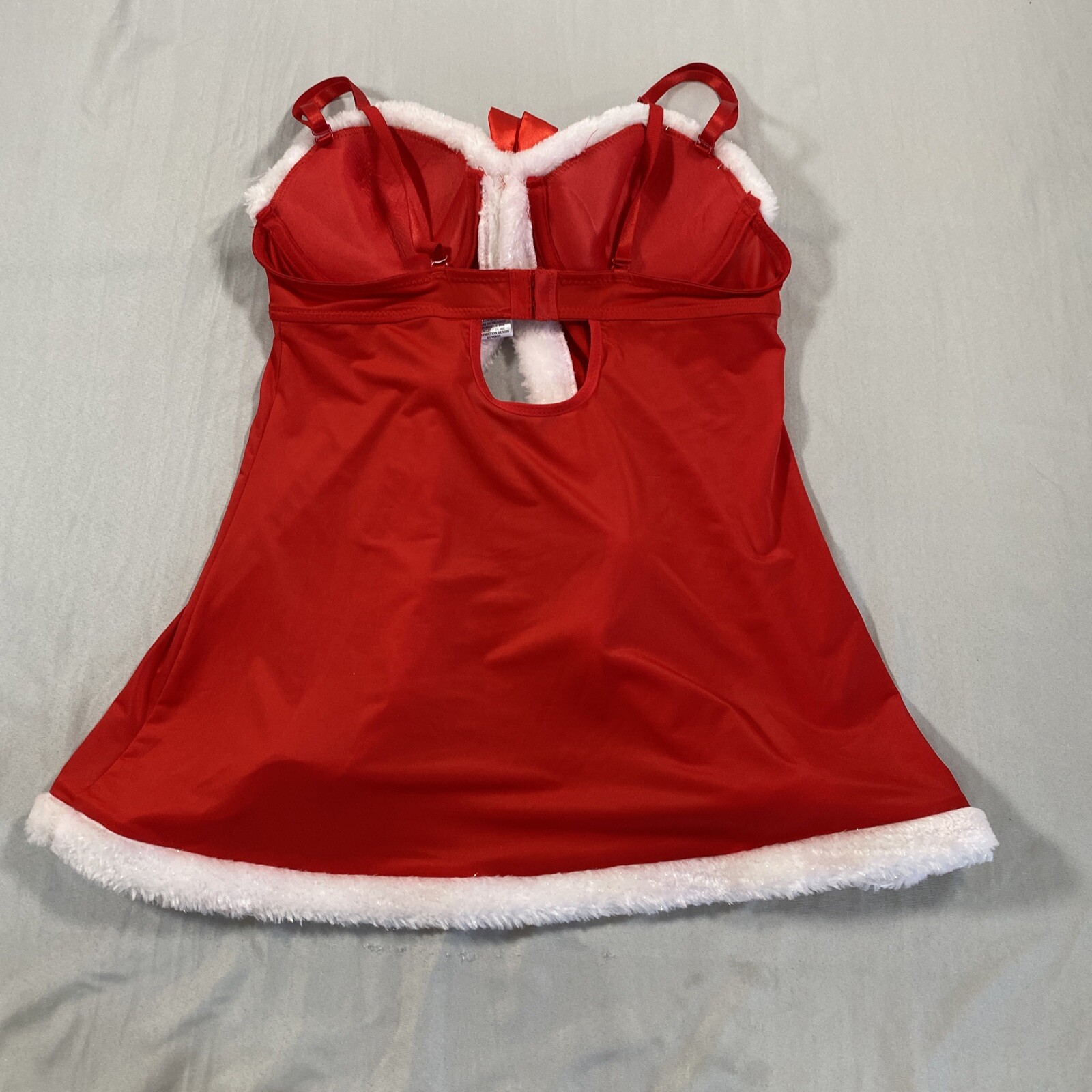 Body Candy Nightie Womens Medium Underwire Santa Mrs Claus Adjustable Faux Fur