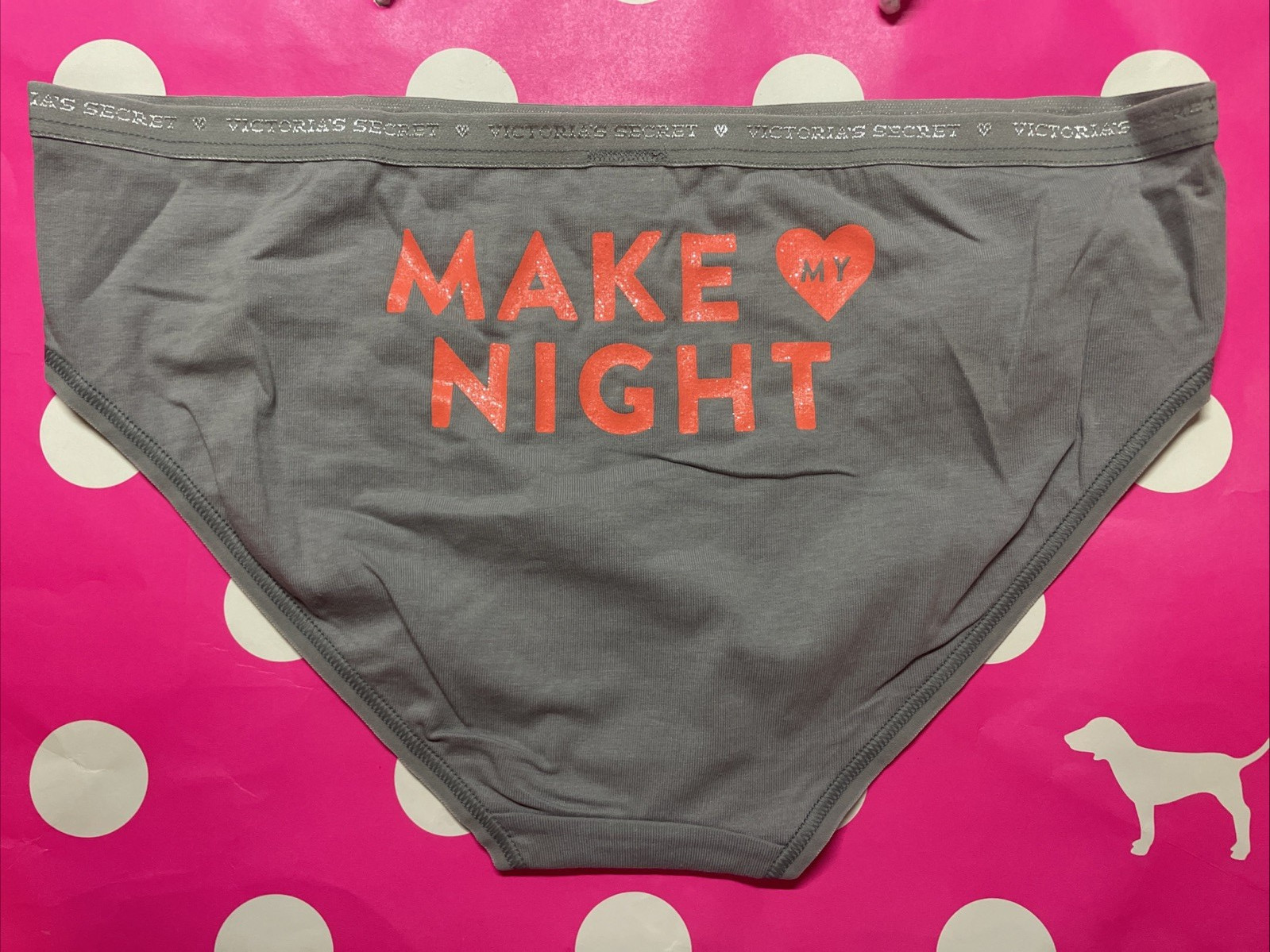 2014 Victoria Secret Vintage Cotton Logo Waist Hiphugger Panties M Make My Night