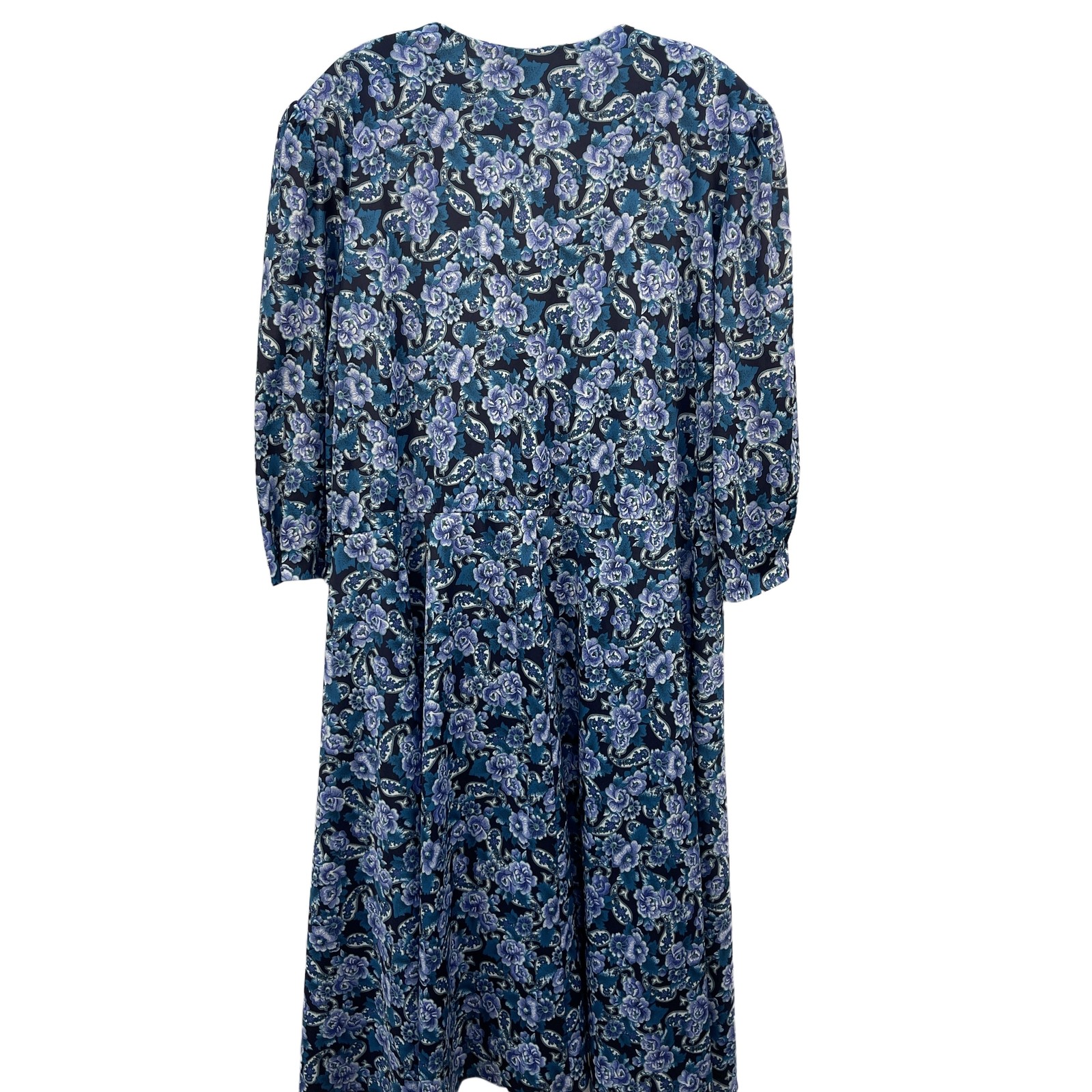 Whirlaway Frocks Blue Floral Long Sleeve Prairie Dress with Lace Collar Size 20