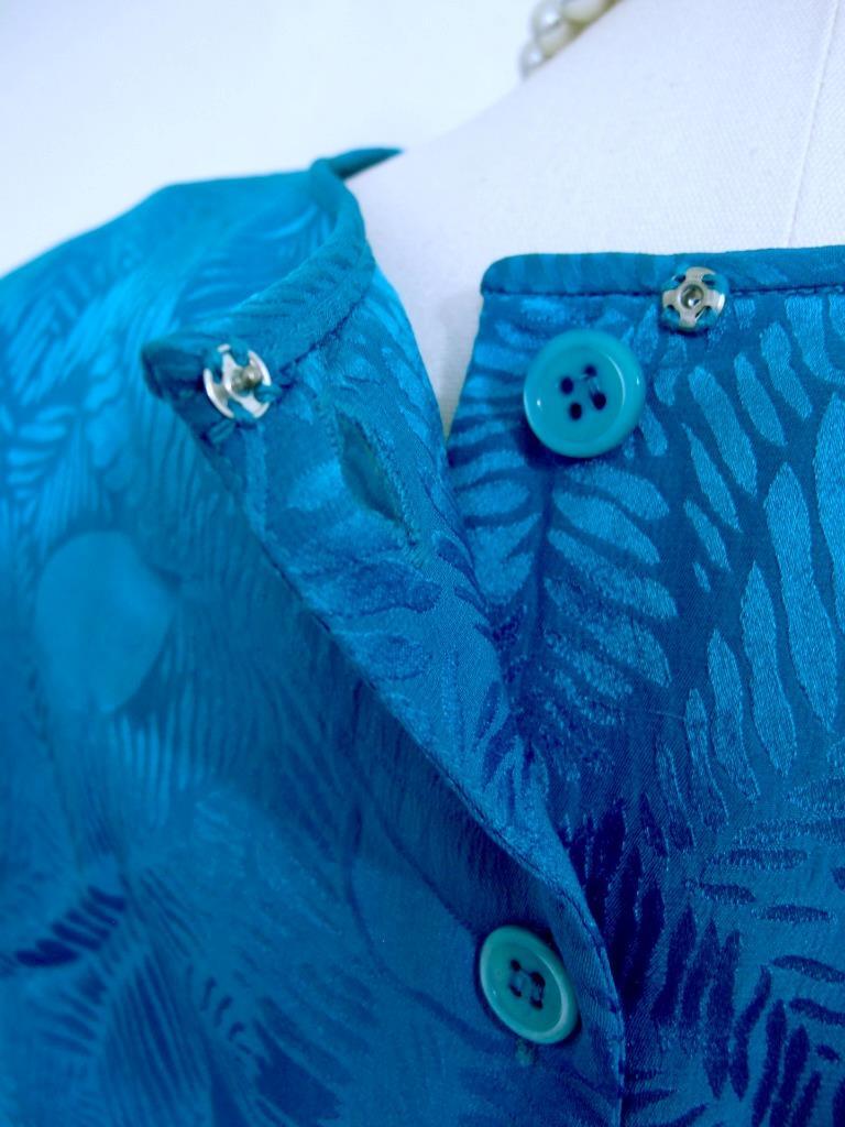 Vintage 80s Jerry Regenbogen Silk Dress 6 Sapphire Blue Sash Wrap Retro Glam