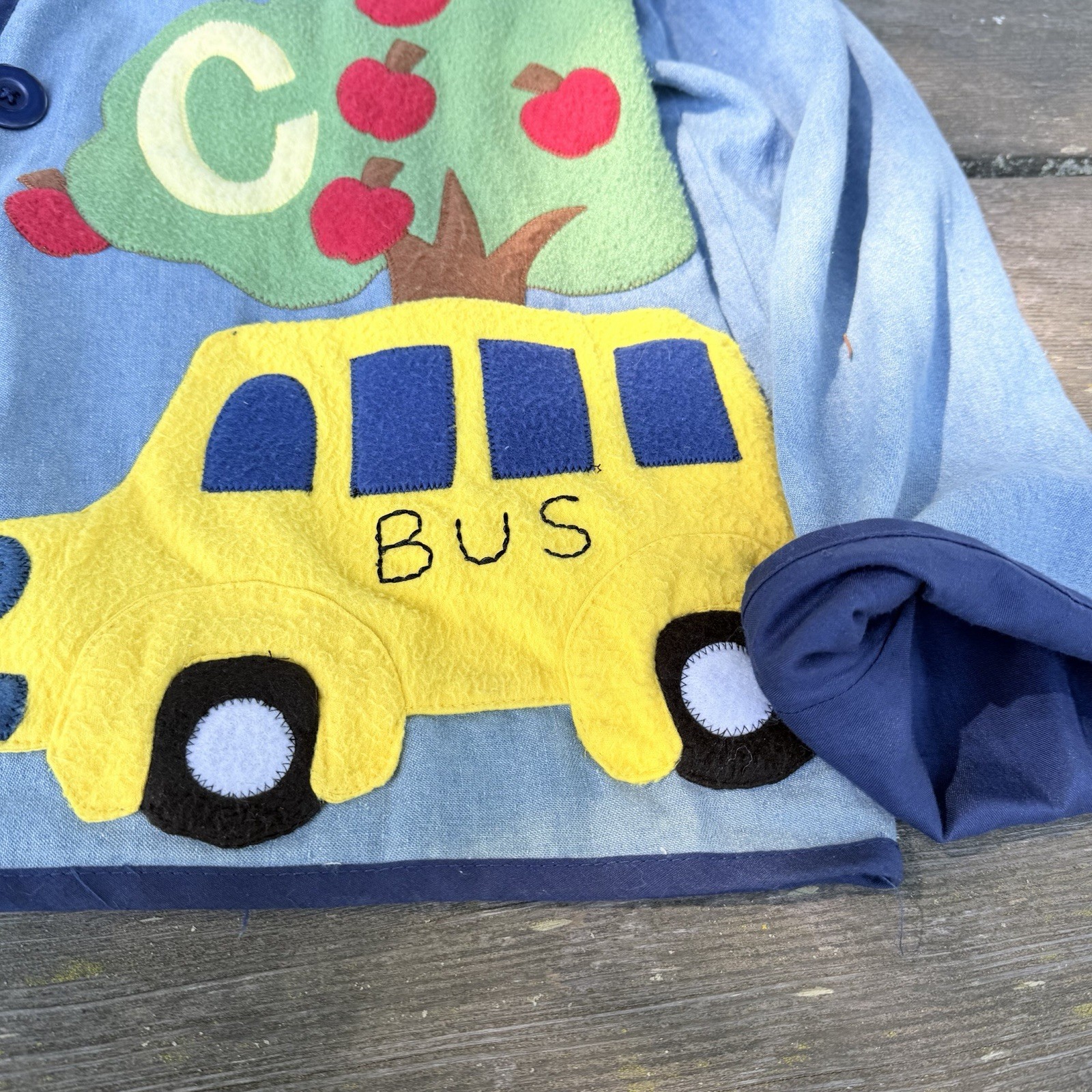 Vintage Handmade Teacher School Jacket Womens XL 23×26 ABC Apple