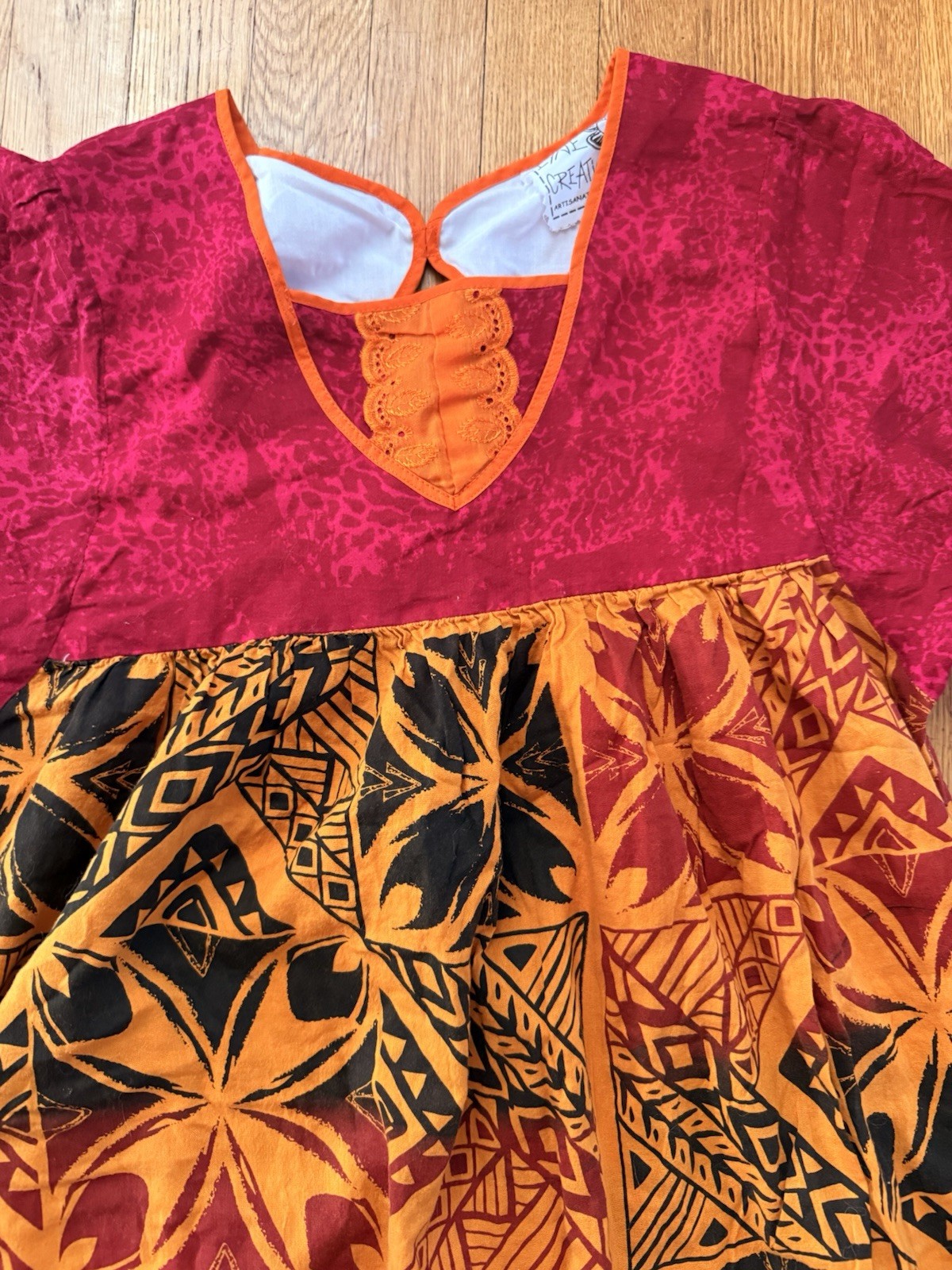 Lyne Creations Vintage Robe Mission Mother Hubbard Cotton Dress New Caledonia S
