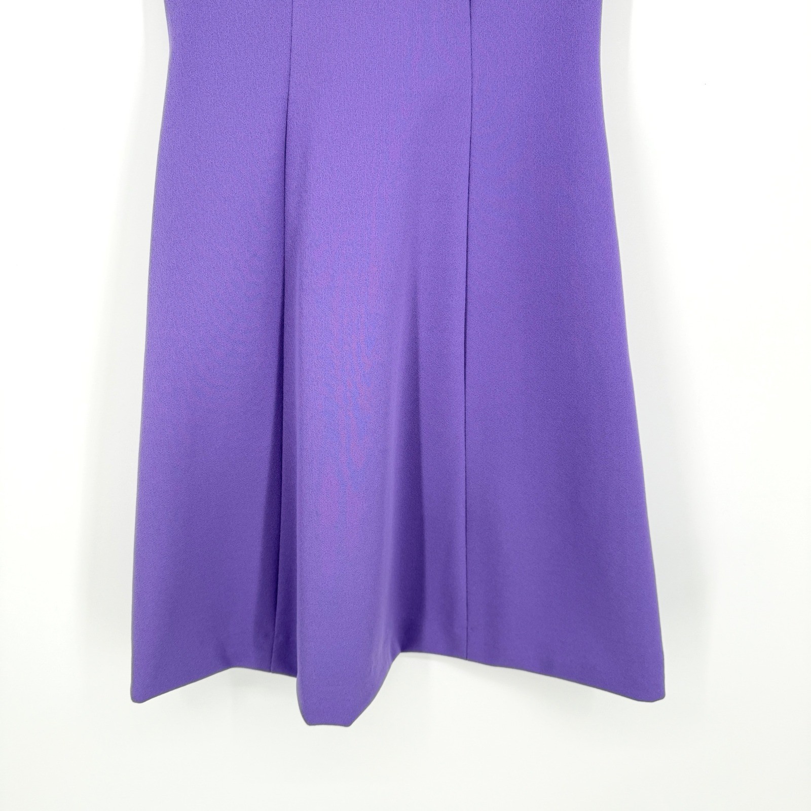 Vintage 60s 70s Mod Purple Fit & Flare Dress White Embroidery Knit Crepe Small