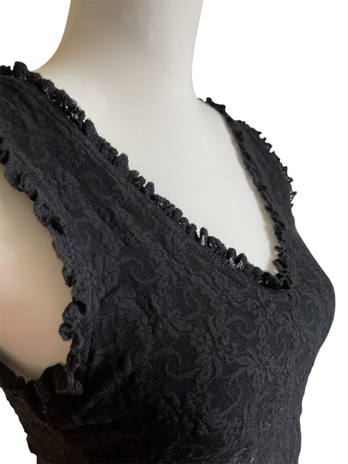 Vintage CHERYL CREATIONS Black Lace Tank Top 90s Y2K Whimsigoth Fairy Grunge