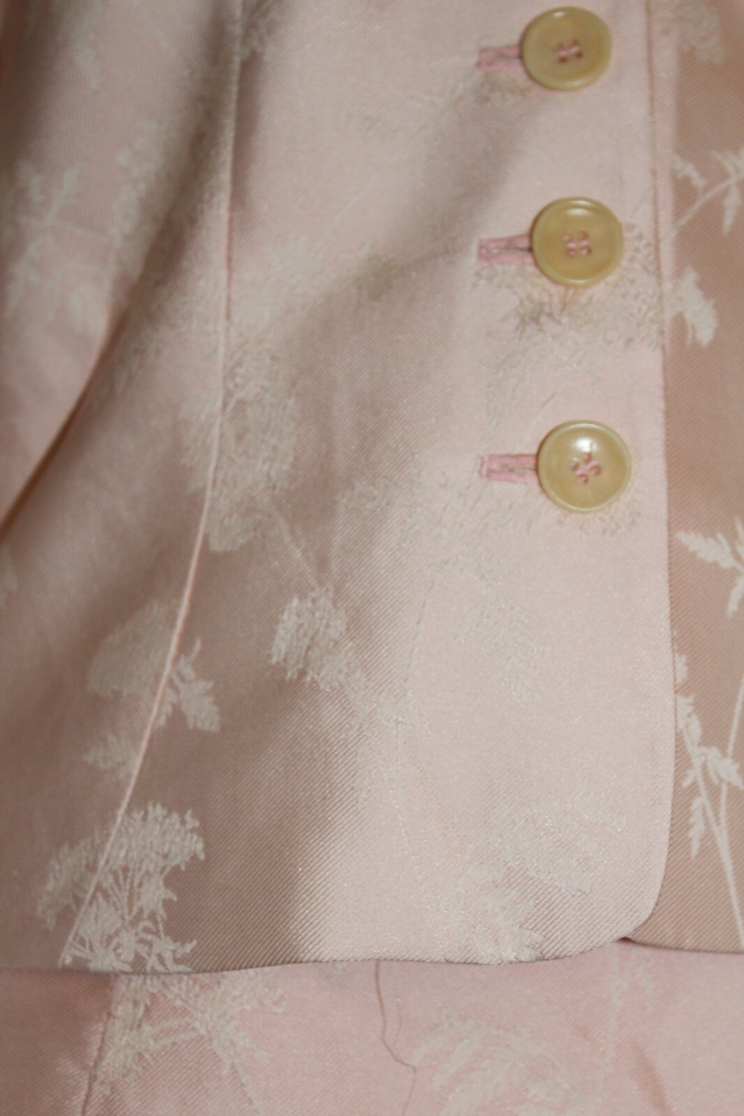 VTG NWT 90’s Barneys NY Floral Brocade Pink Cotton Silk Blazer Skirt Suit 8 10