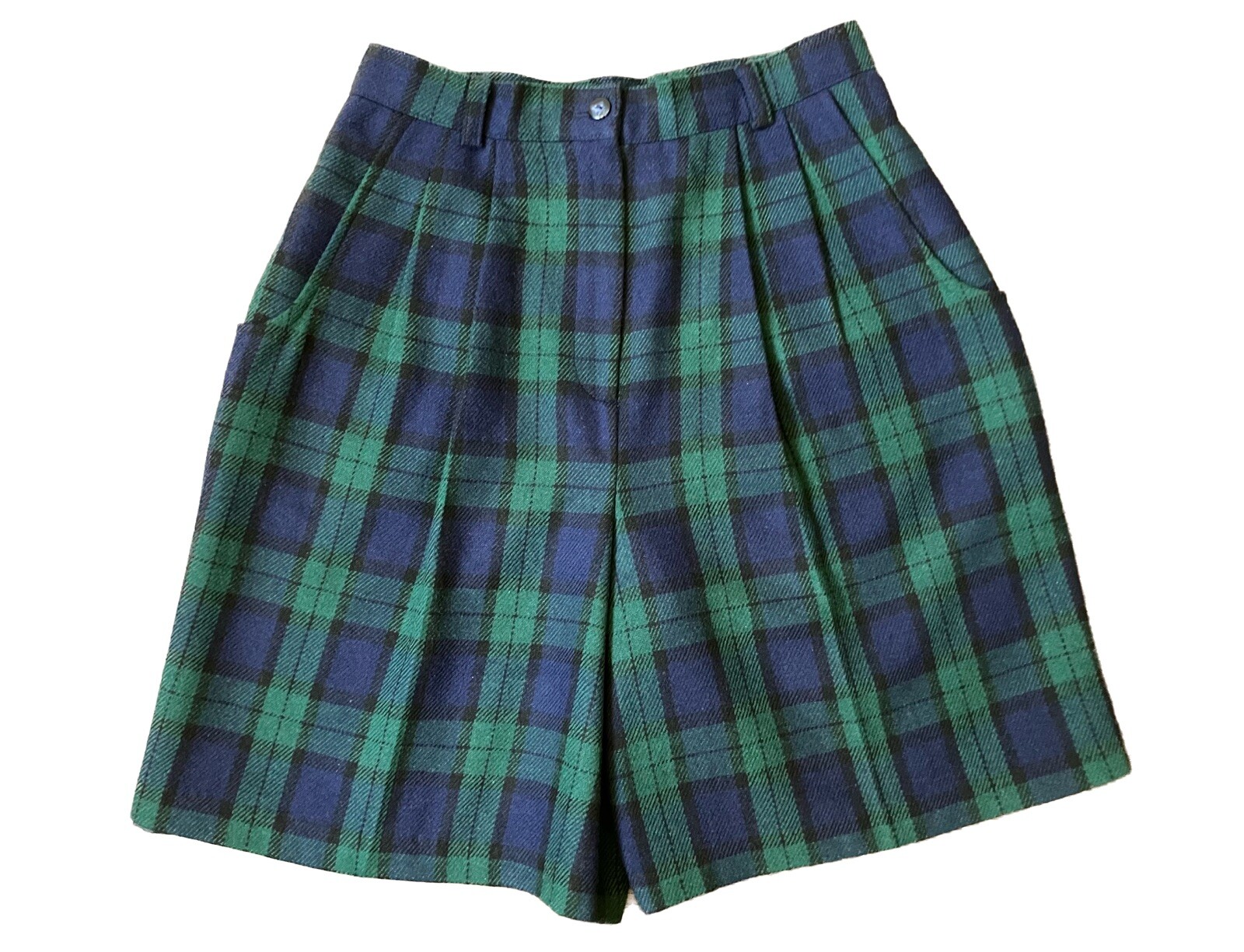 Vintage ’80s/90s Savannah Blackwatch Plaid High Waist Mom Shorts Wool Blend XS/S