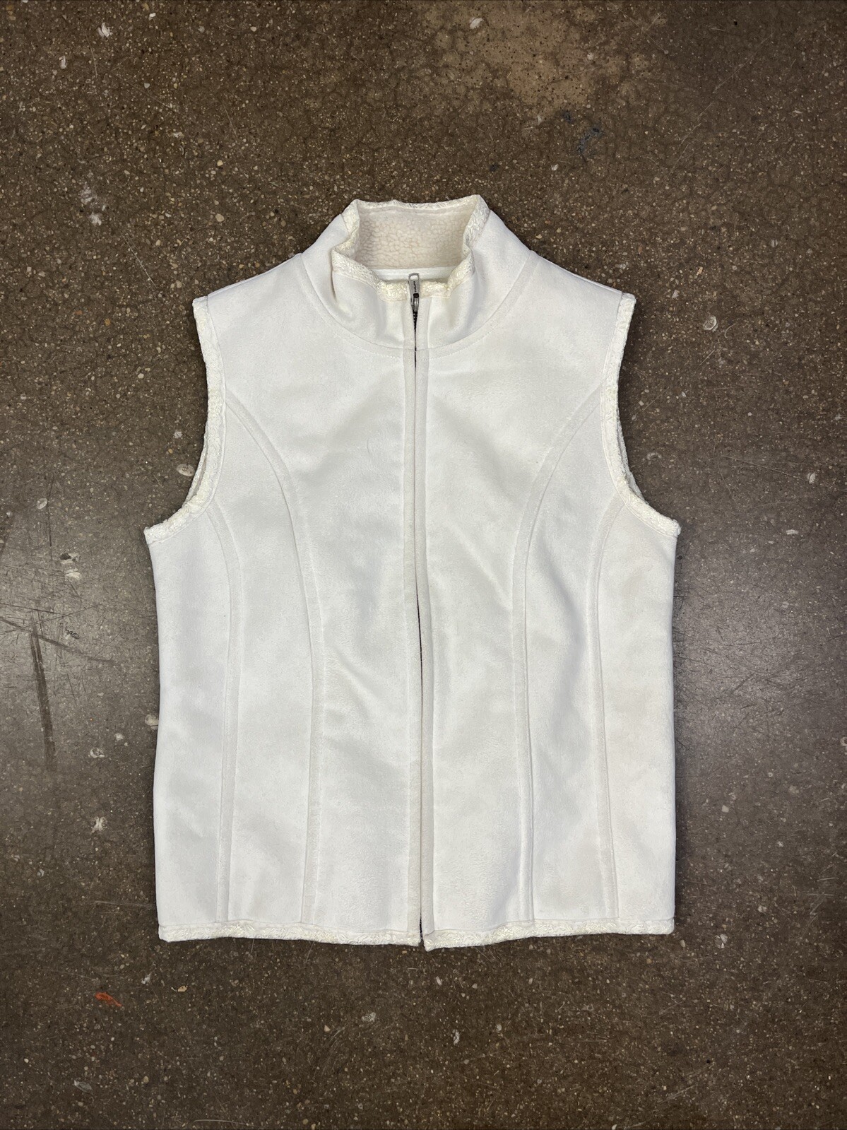 Vtg RALPH LAUREN Palomino Women Faux Suede/Sherpa Vest Cream Colored – Sz Small