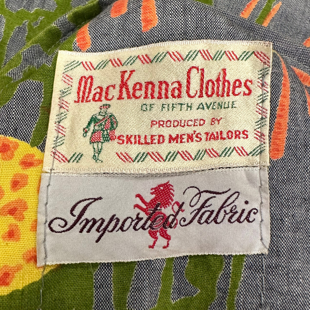 Vintage 1960s MacKenna Clothes Novelty Chair Print Quarter Sleeve Coat