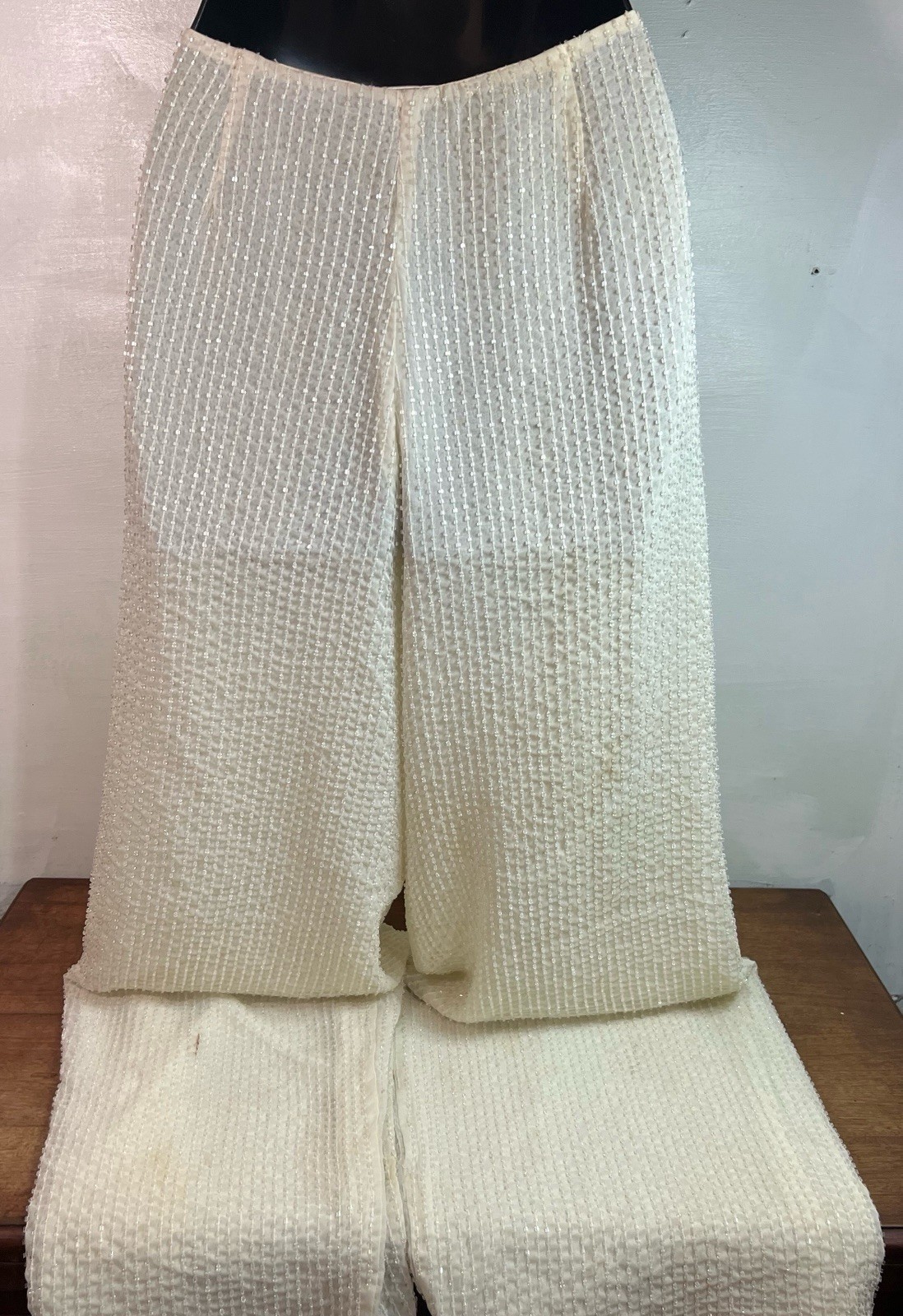 READ-needs Pro Repair-stains-vtg Ritmo La Perla White Evening Party Pants W42 EU
