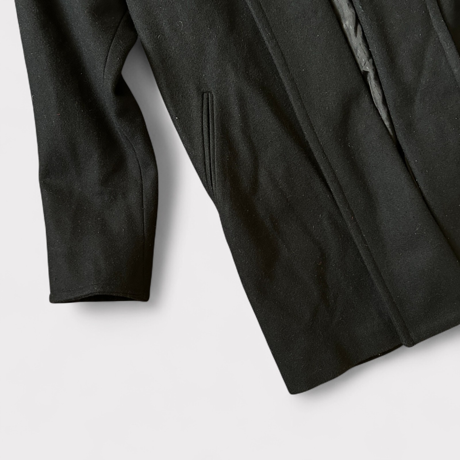 Vintage Jay Jacobs Large Black Wool Drape Winter Coat 1980s L
