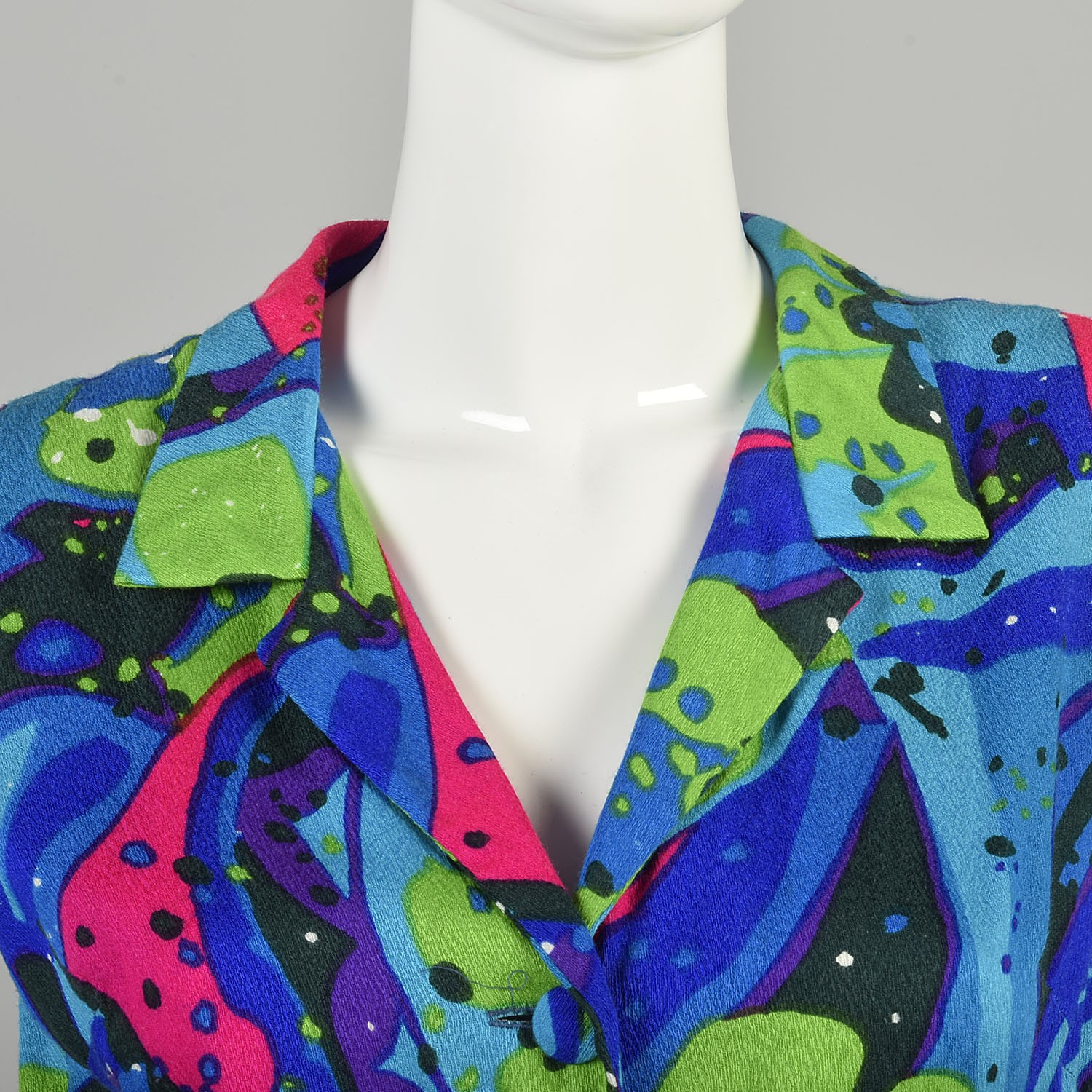 Small 1970s Jumpsuit Hawaiian Abstract Neon Wide Leg Belted Sleeveless Jumpsuit