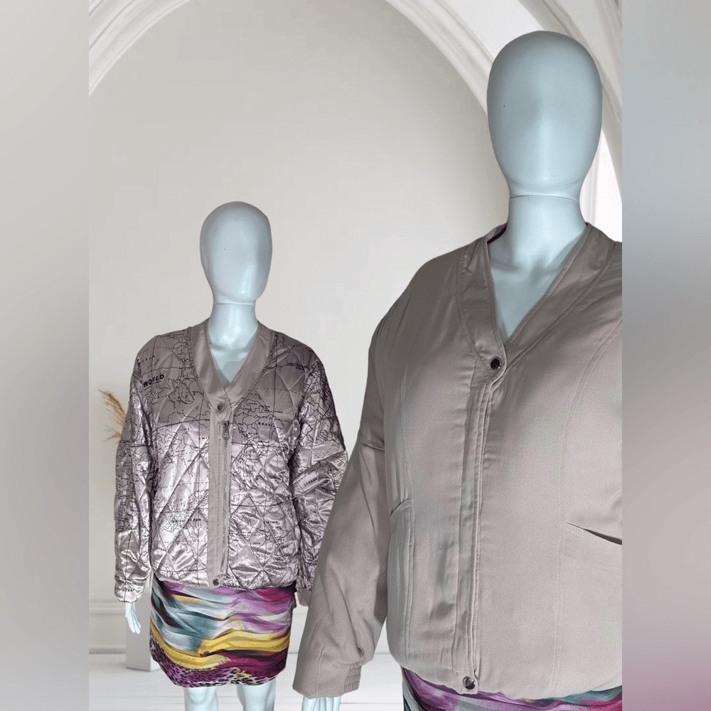 Anthropologie Kimchi Blue Pink Map or Solid Oversized Reversible Jacket