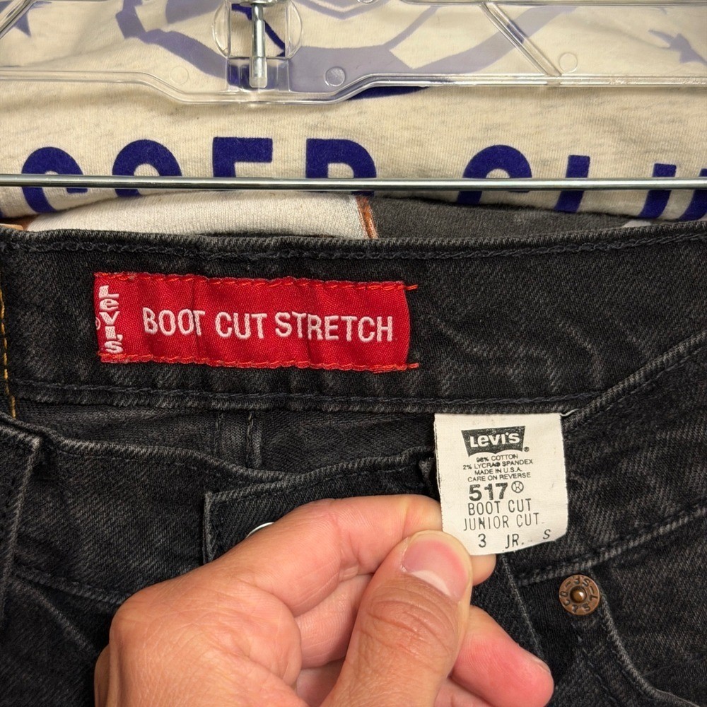 Vintage Levi’s 517 Boot Cut Junior Cut Jeans Womens 3 (26×30) Black USA Stretch