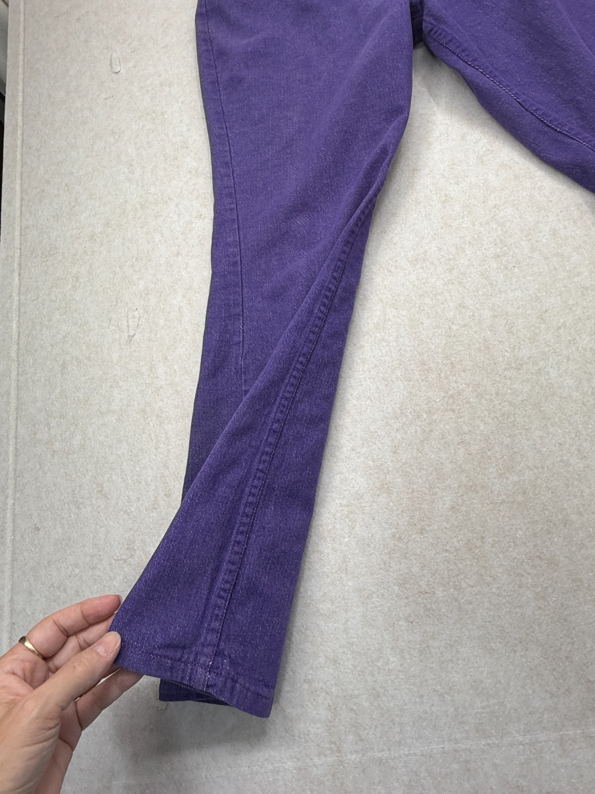 Vintage 1970s Maverick Blue Bell Purple Denim Jeans High Rise Bell Bottom USA 18