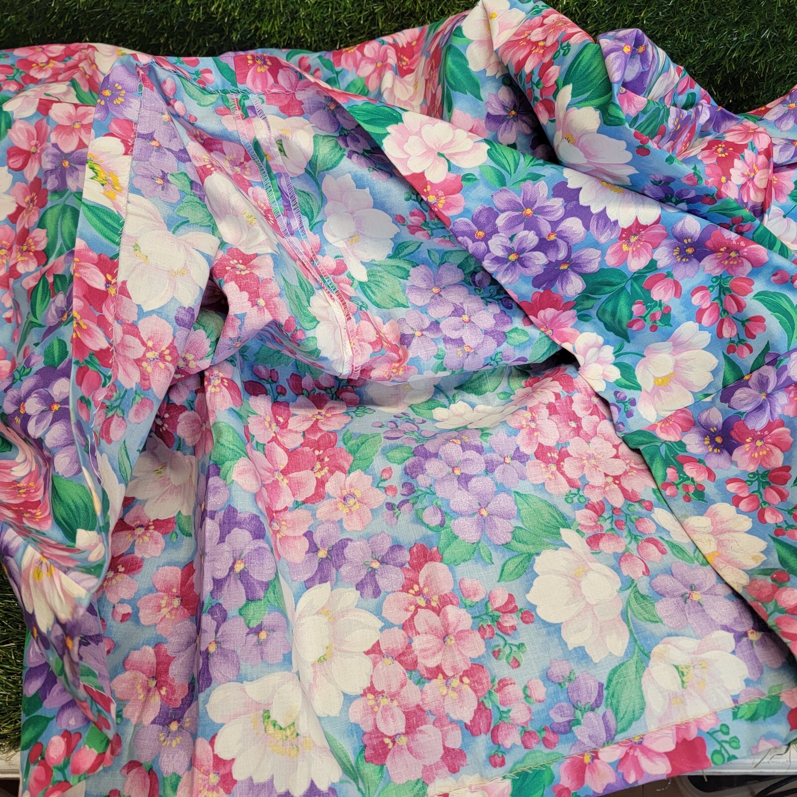 Vtg Elinor Carolina Maid Floral House Dress 70s 80s 90s Size Large Made In USA