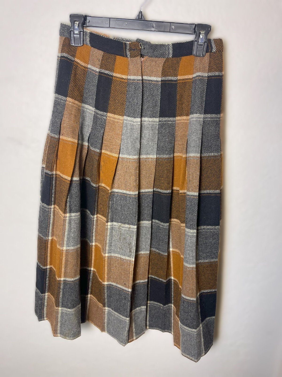 Vintage 70’s Miss Pat California Pleated Wool Plaid Skirt