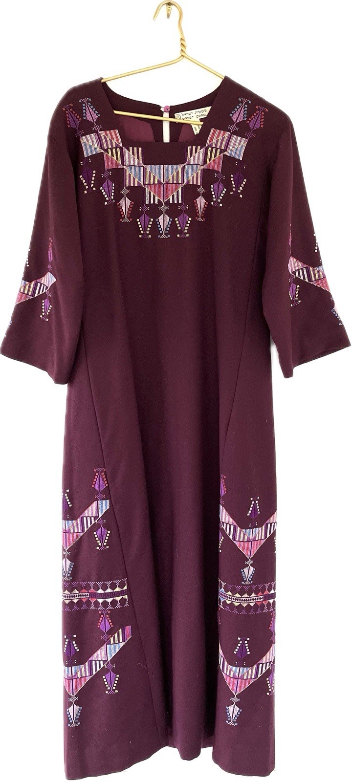 Vintage 1972 Hand Embroidered Wool Ethnic Caftan 70s Kaftan