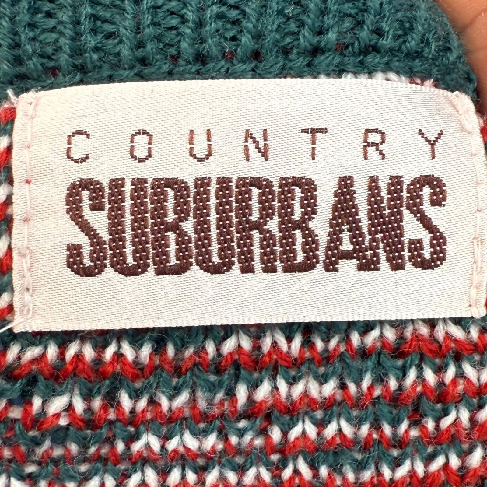 Vintage 1980s Red and Green Sweater, Country Suburbans Size Medium, 40s Style Ch