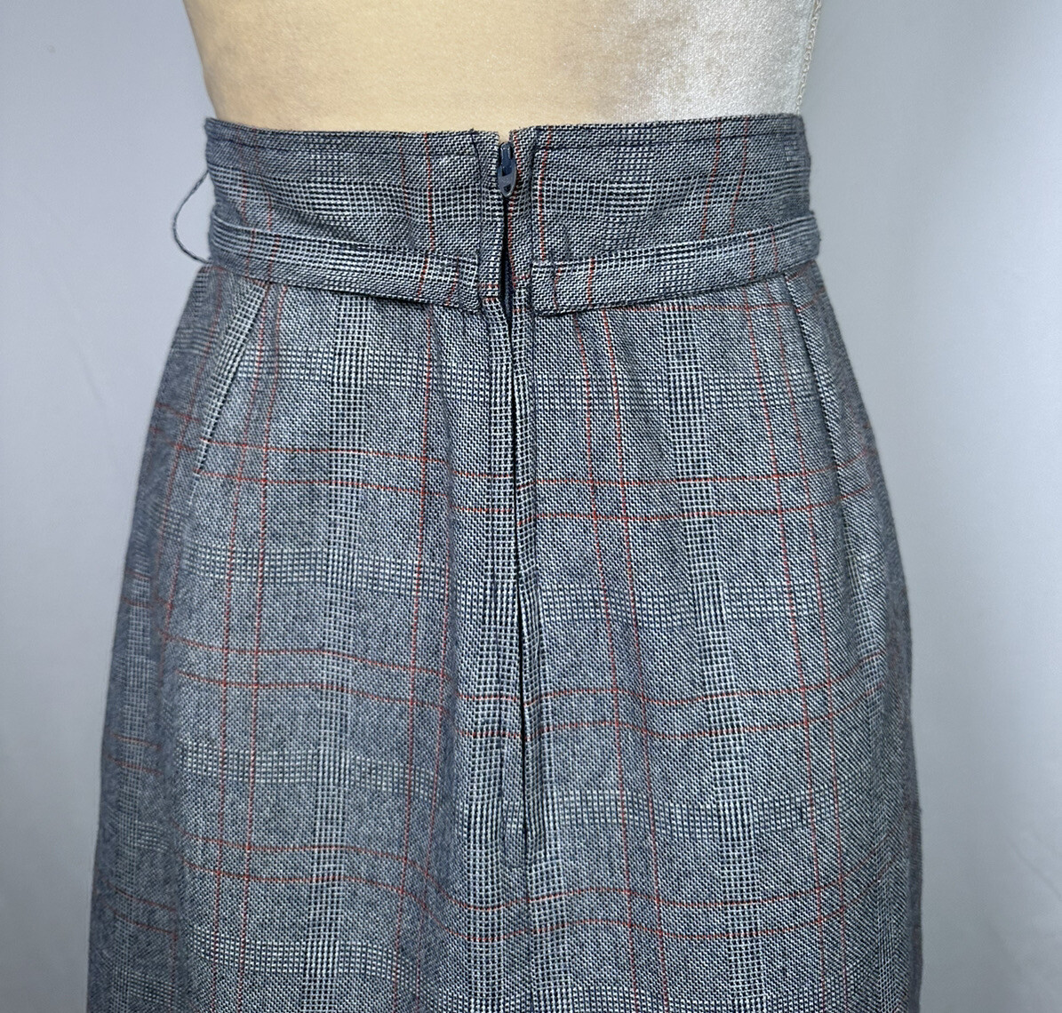 Emily Just Emily Skirt A-Line 10 Plaid High Waist Vintage Granny 60’s Gray Retro