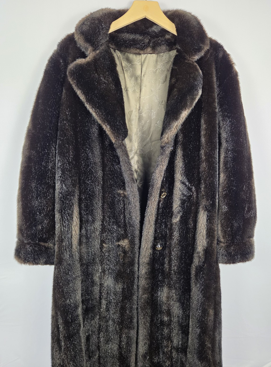 Vintage 60s Mincara Russel Taylor Faux Mink Fur Coat Womens L Brown Glam Winter