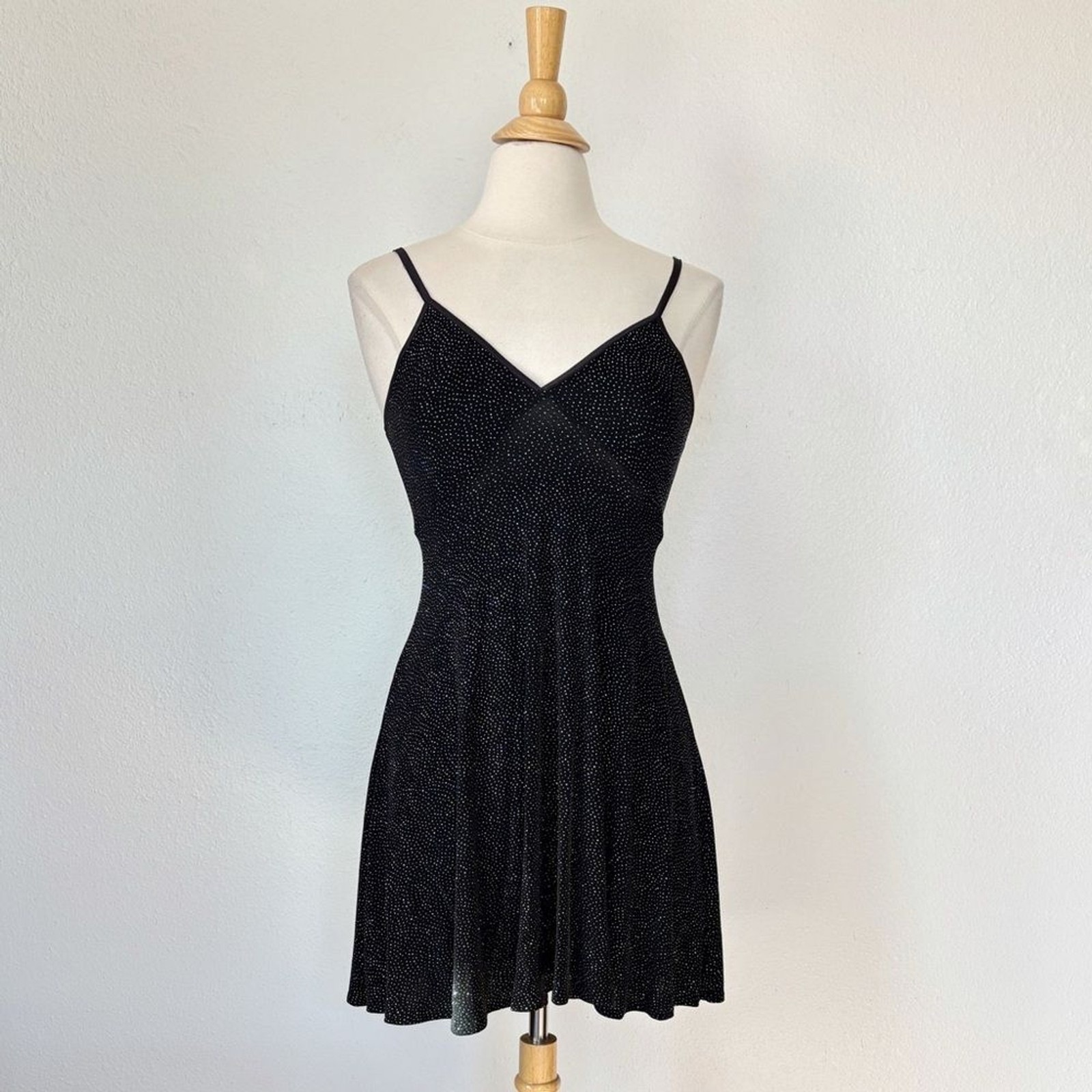 Vintage 90s Roberta Black and Silver Sparkle Mini Cocktail Dress Size Small