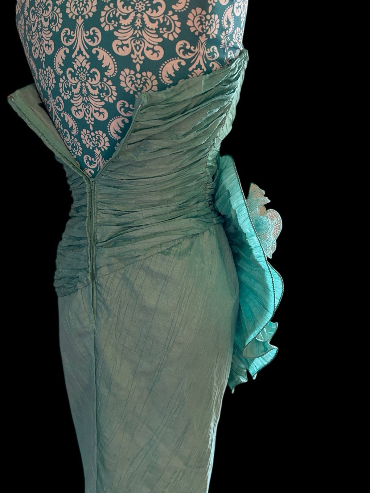 Vintage 1990’s Showstopper Coquette Aqua Evening Prom Formal Avant Garde Dress