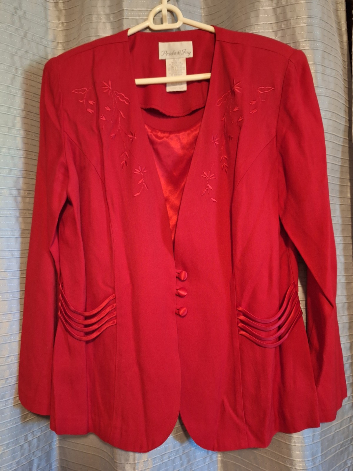 VINTAGE Red Womens Blouse Sz 12 by PRIDE AND JOY with attached camisole front