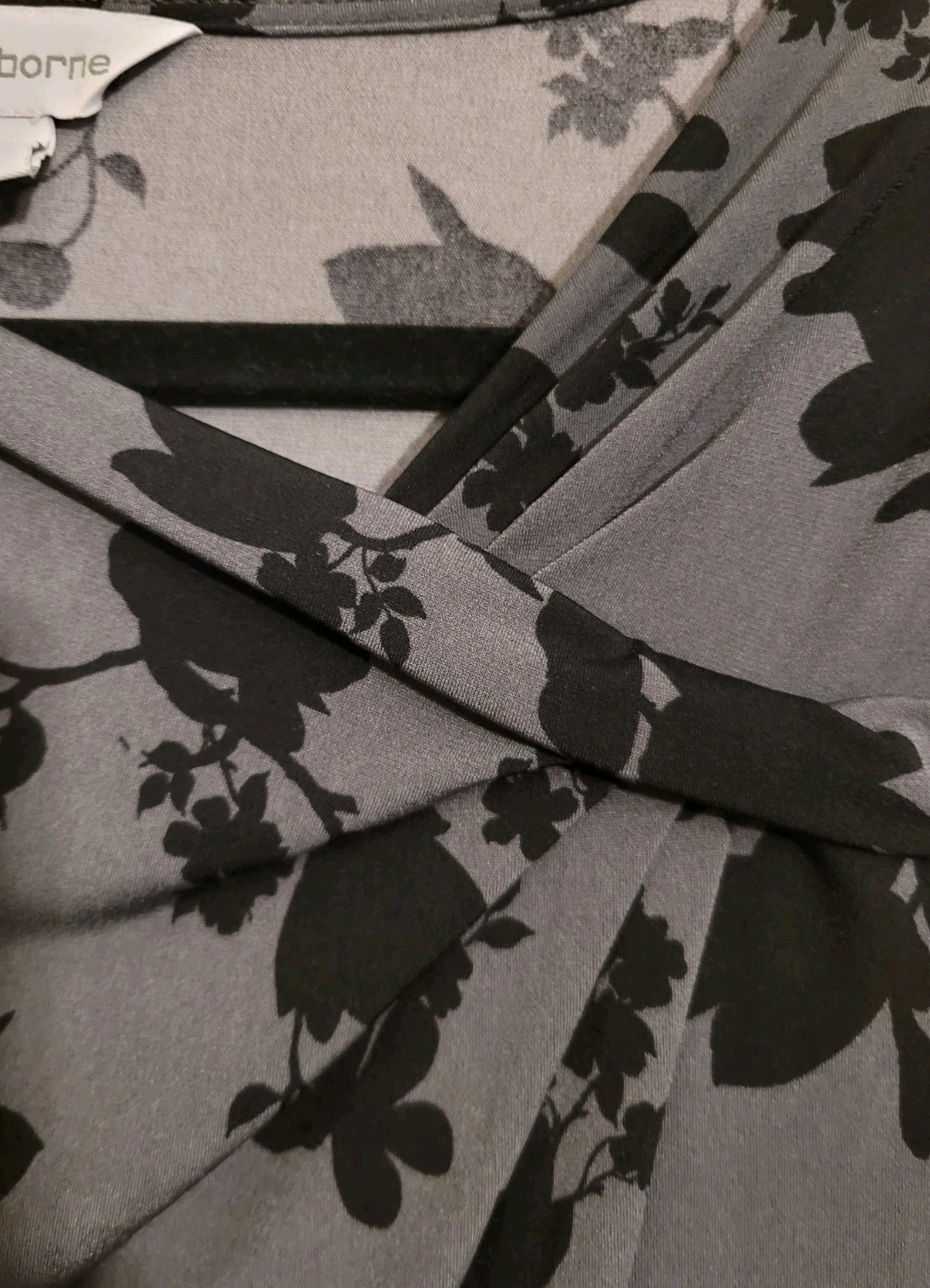 Vintage Liz Claiborne Gray And Black Floral Blouse