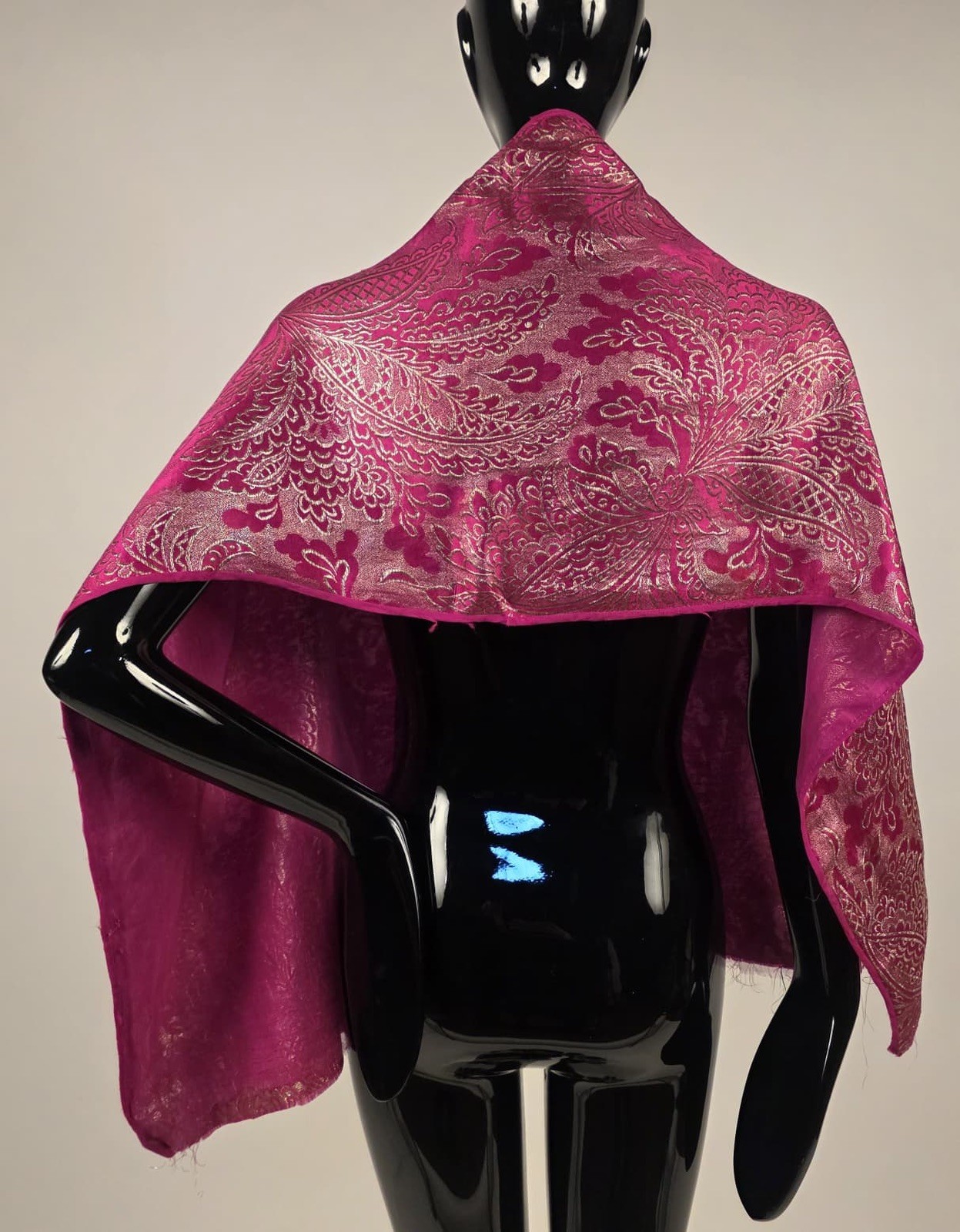 ANTIQUE 1920’S PINK METALLIC GOLD LAME SILK SHAWL FOR DRESS
