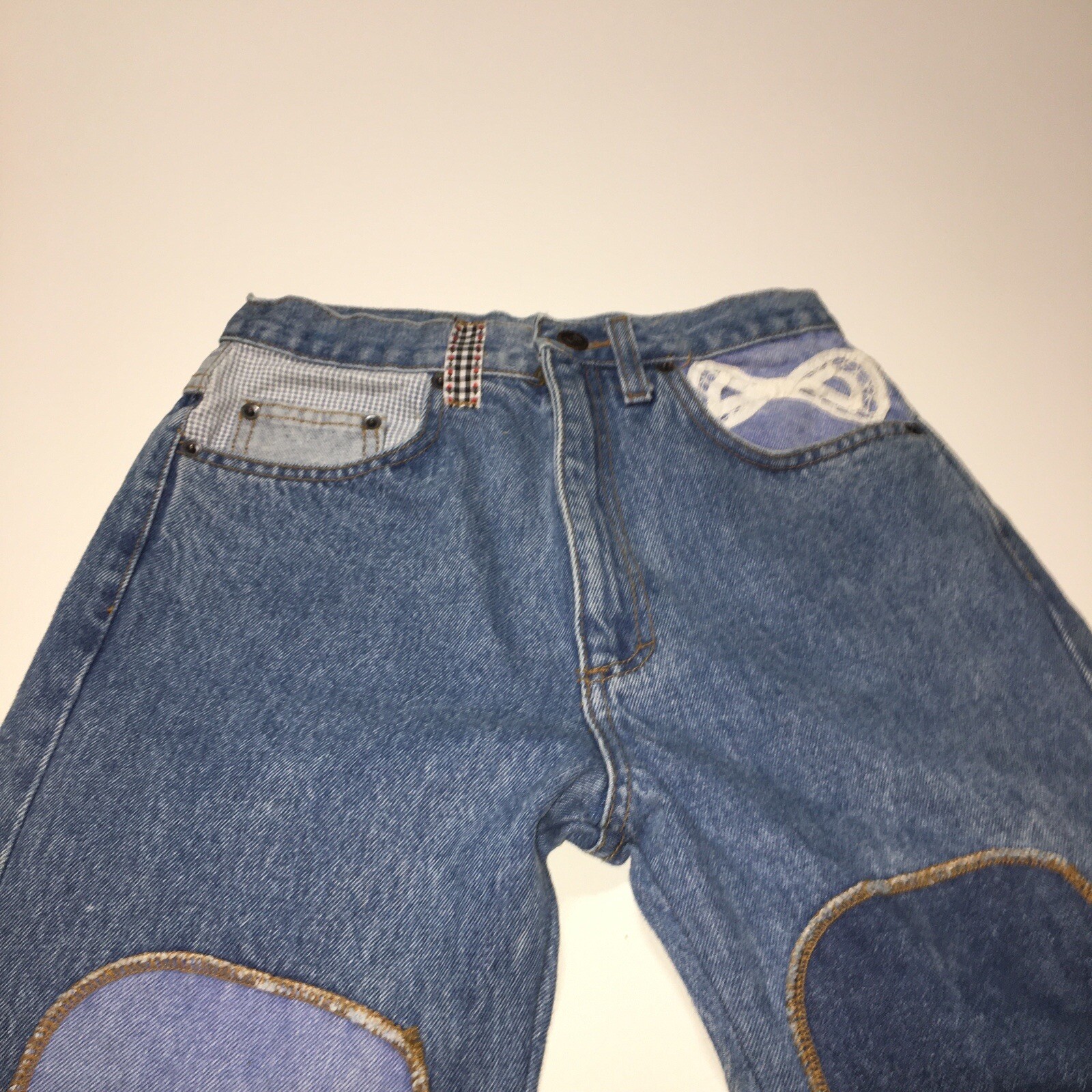 Vtg L.E.I Riding Wear Made in USA Jeans Patchwork Size 3 24×31 High Waist Mom