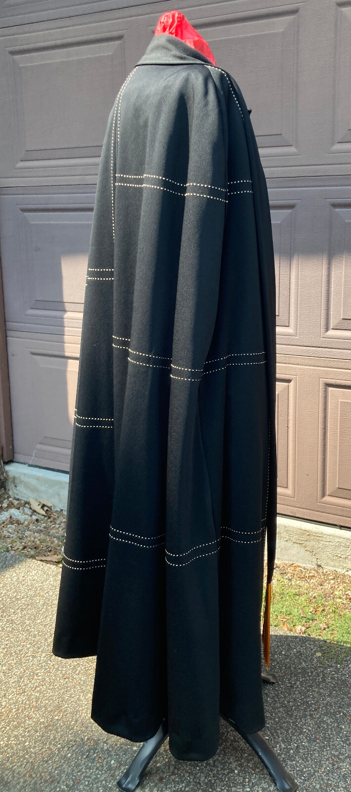 Alfred Werber Cape cloak coat dress black vintage abstract geometric sz 12 Poly