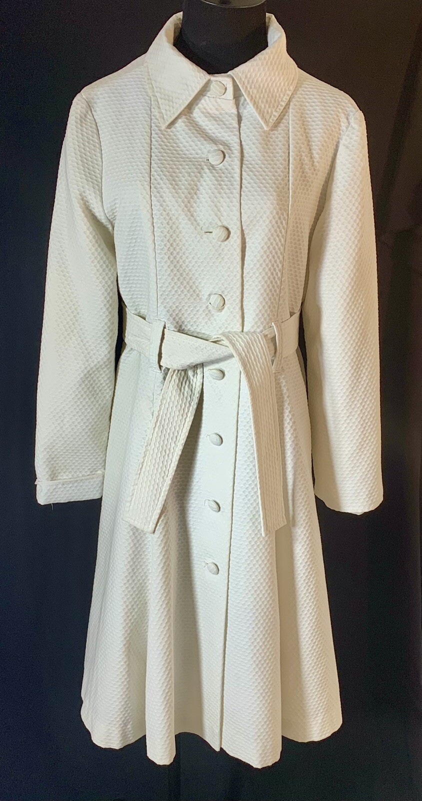 VTG- Marguerite Rubel COTTON WHITE LIGHT WEIGHT SWING TRENCH Super Chic Medium