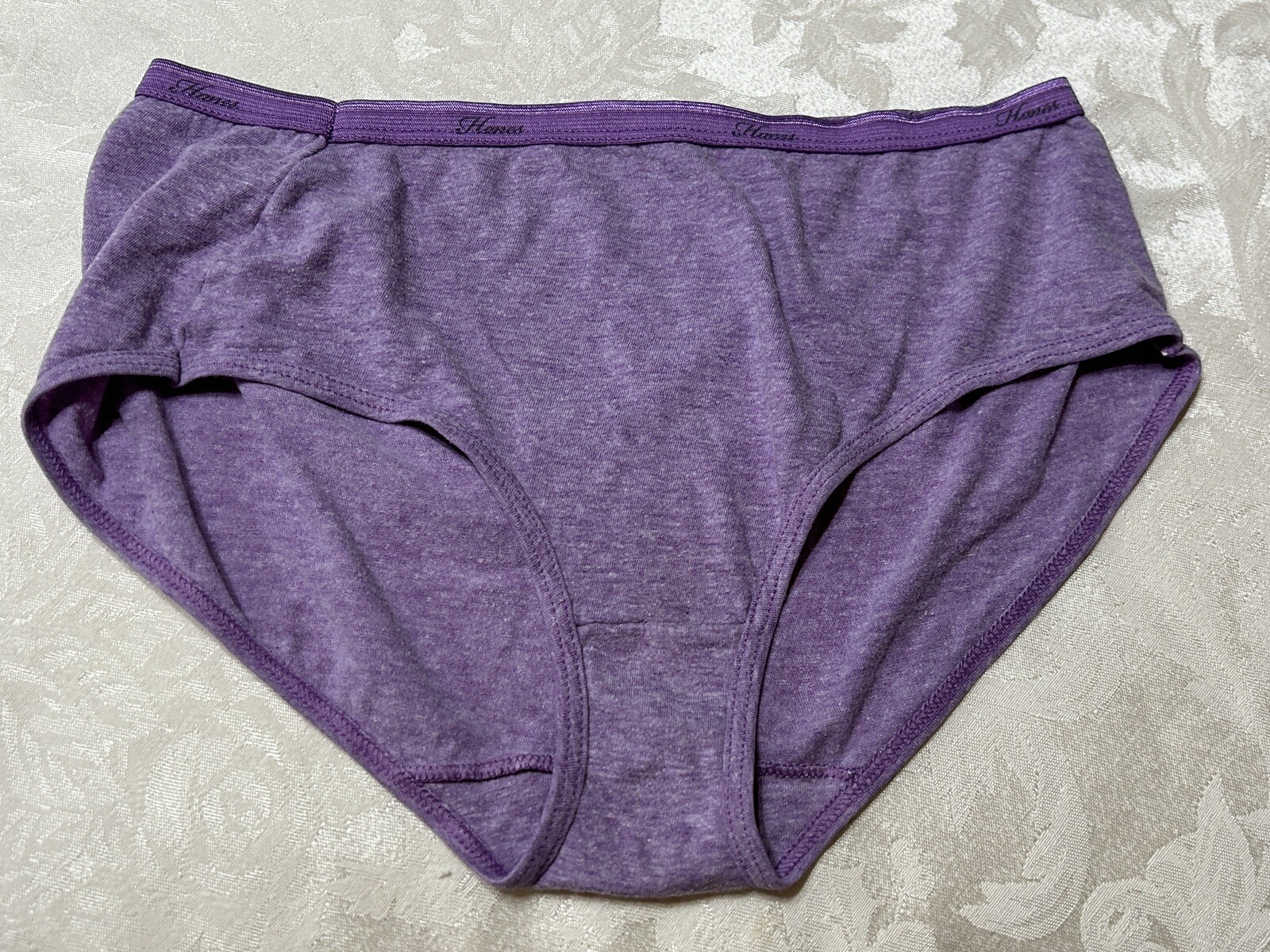Vtg HANES Cotton Blend Signature Waistband 7/L Purple Heather Brief Panties