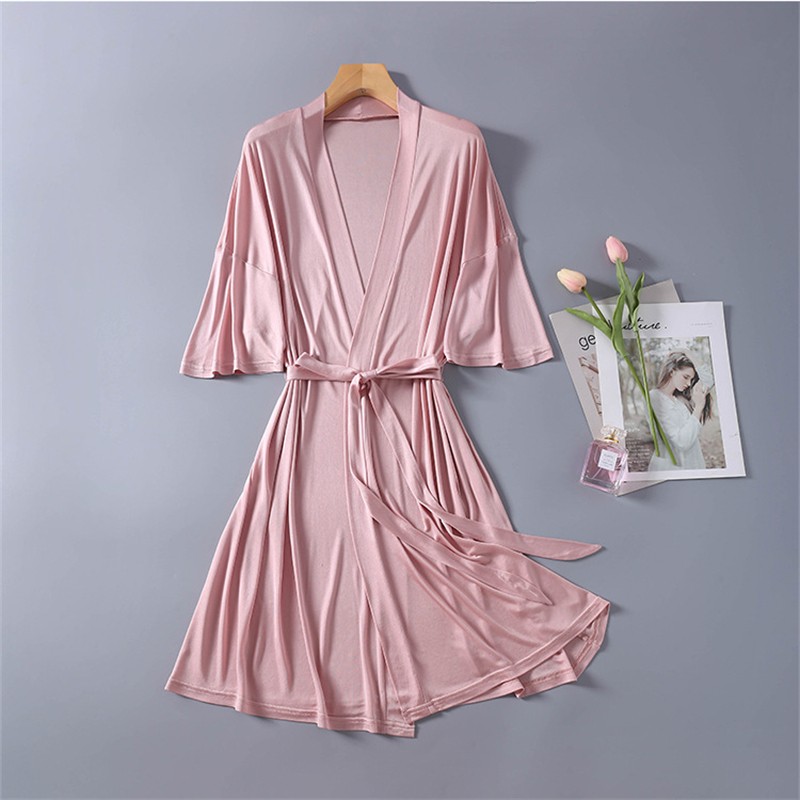100silk Pajamas Women’s Thin Nightgown V-neck Tie Loungewear Nightdress Bathrobe
