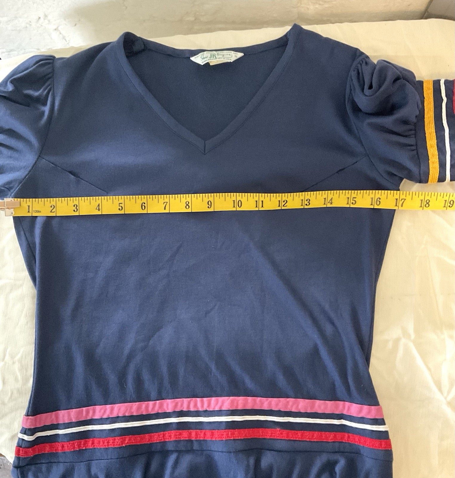 Vintage Sears Jr Bazaar Navy Blue Mod GoGo Sailor Dress Drop Waist Circa 1970’s
