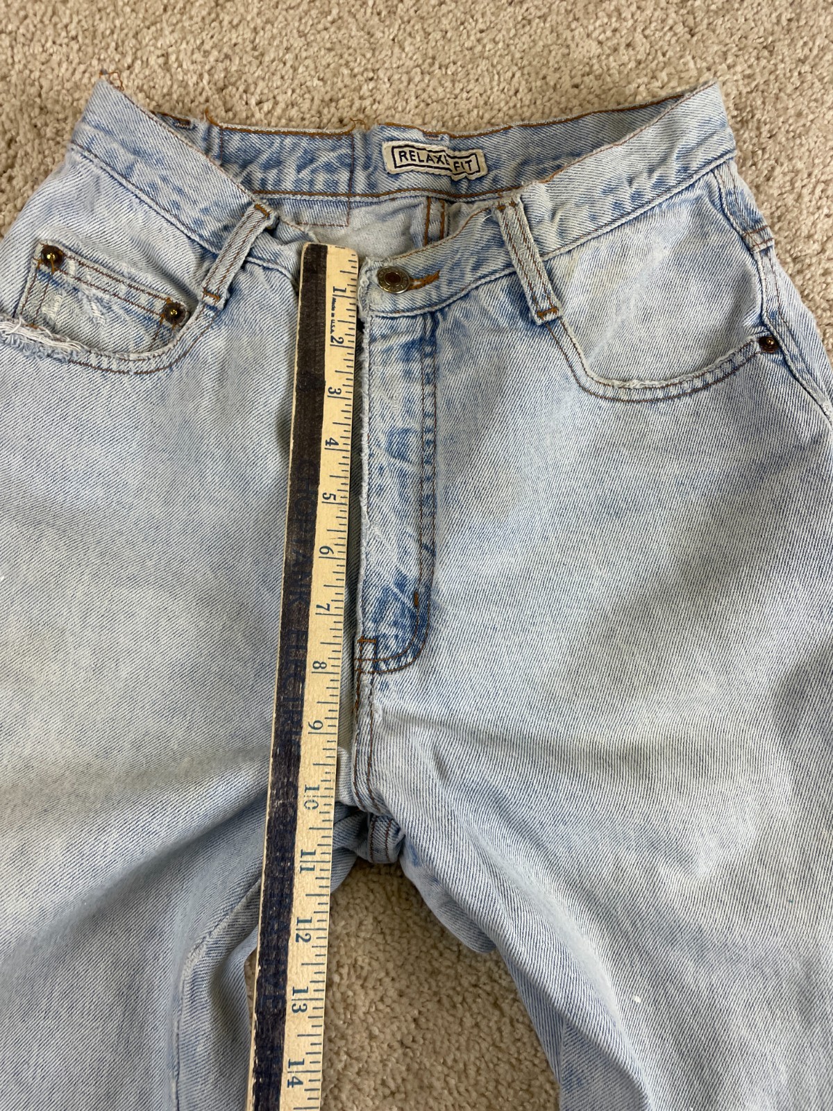 Vintage Relaxed Fit Jeans Womens 25×30 Denim Cotton Distressed High Waisted Blue
