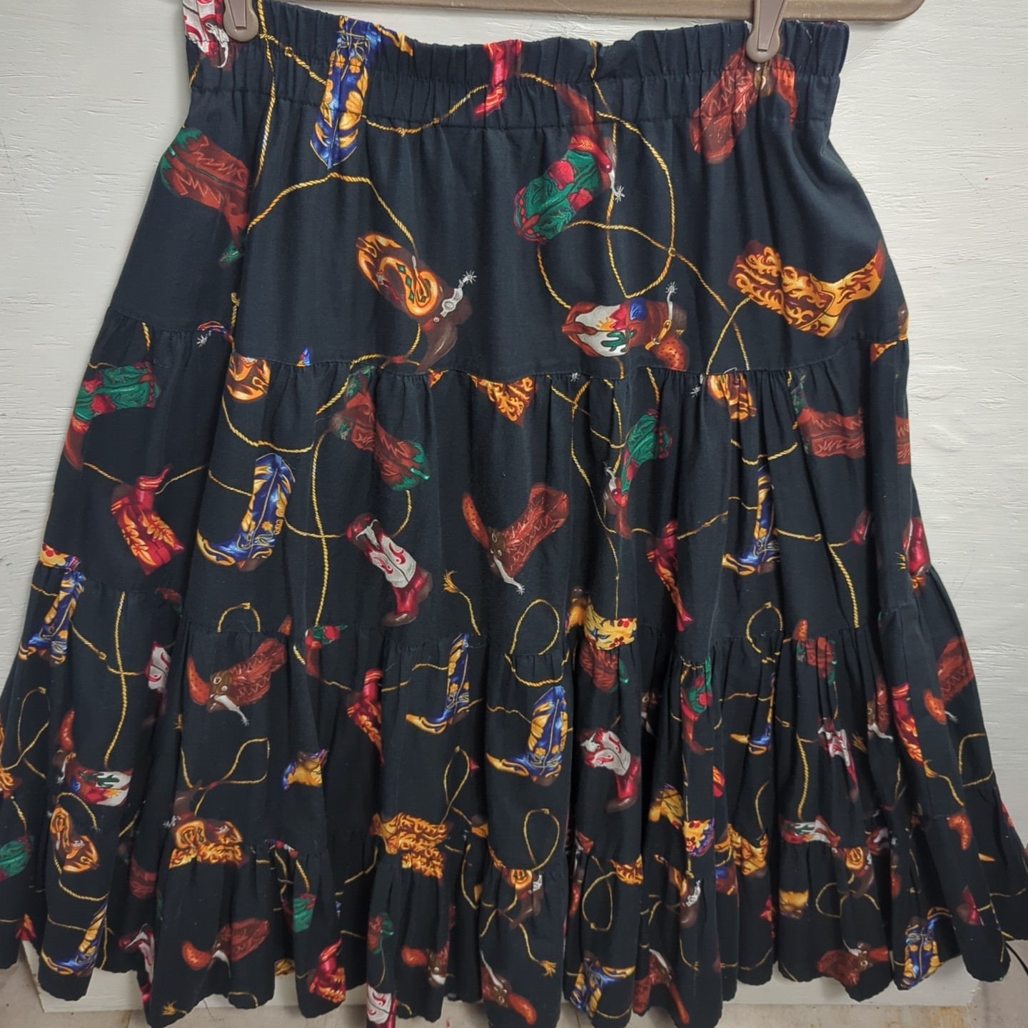 Vintage Roper Cowboy Skirt Boot Tierd Long Country Western Rodeo Cowgirl