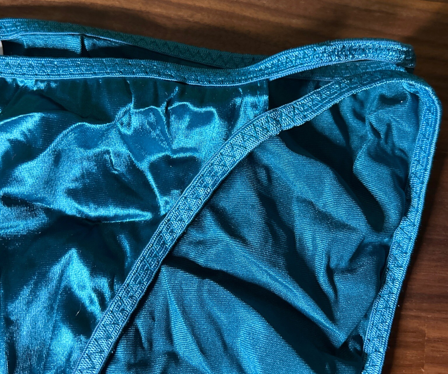 Vtg Morgan Taylor Second Skin Panties Double String 7/L High Cut Satin Nylon Y2K