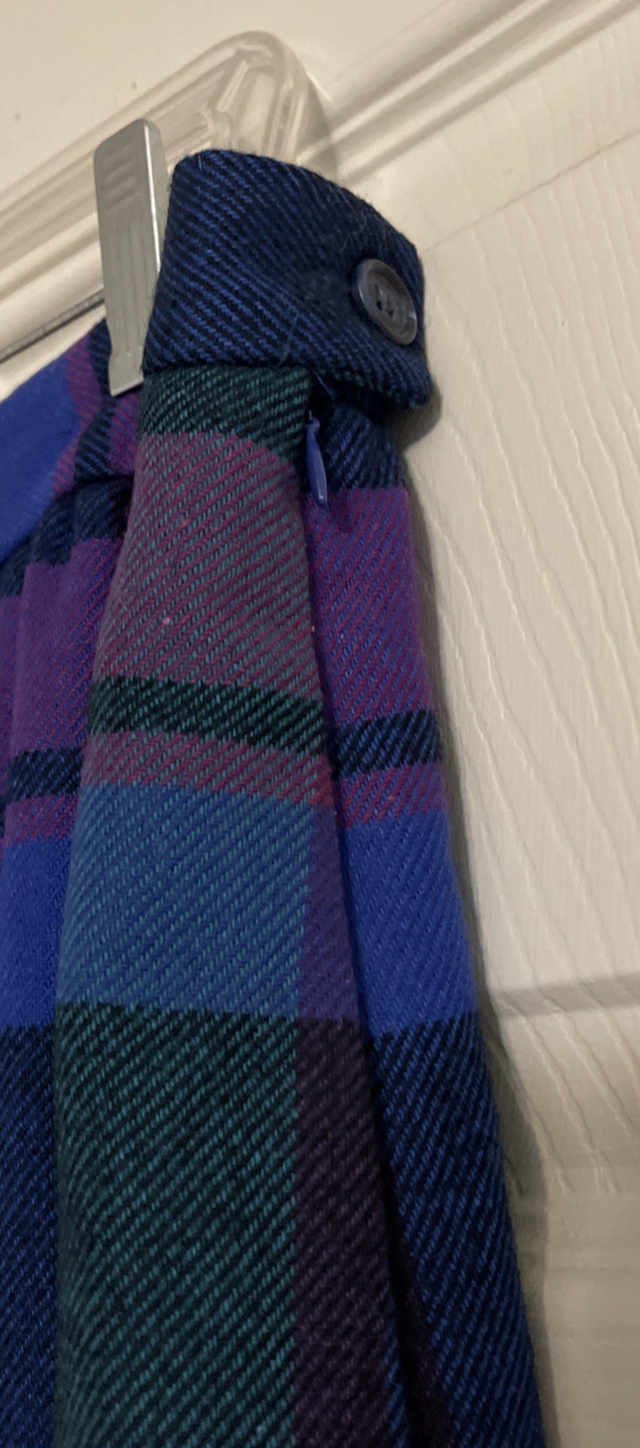 Vtg Gordon Of Philadelphia Skirt Purple Plaid Wool Poly Size 32 Elastic Waist