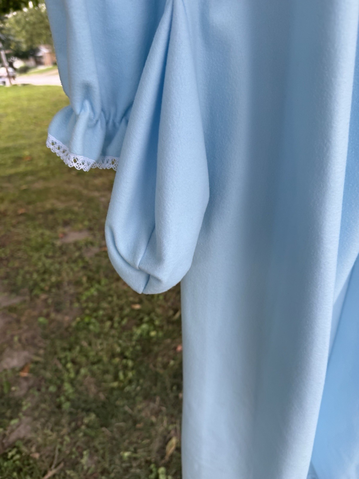 Maggie And McQuade Vintage Baby Blue Long Nightgown With Butterflies Embroidered