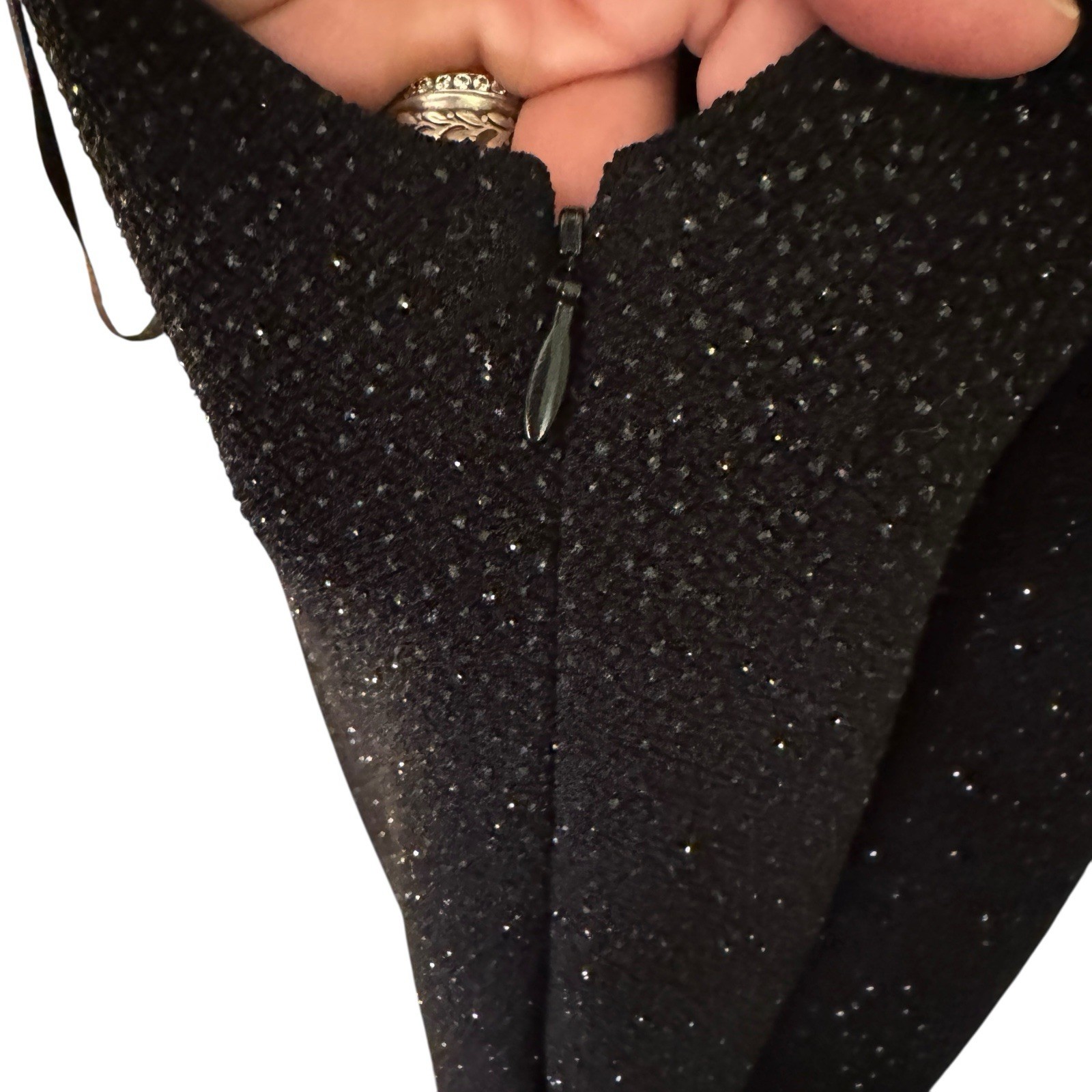 Maxi Halter Dress Women’s 10 Black White Sparkly Stretchy Cruella Vintage