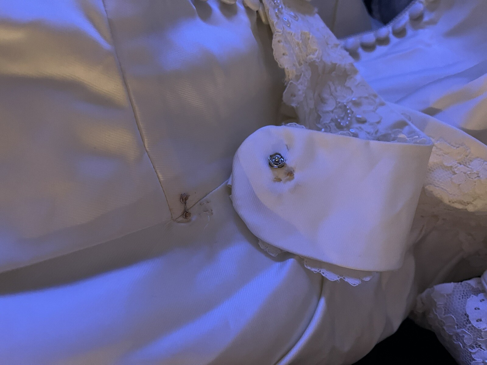 Vintage Alfred Angelo Edythe Vincent 1940-1950’s Taffeta And Lace Wedding Dress