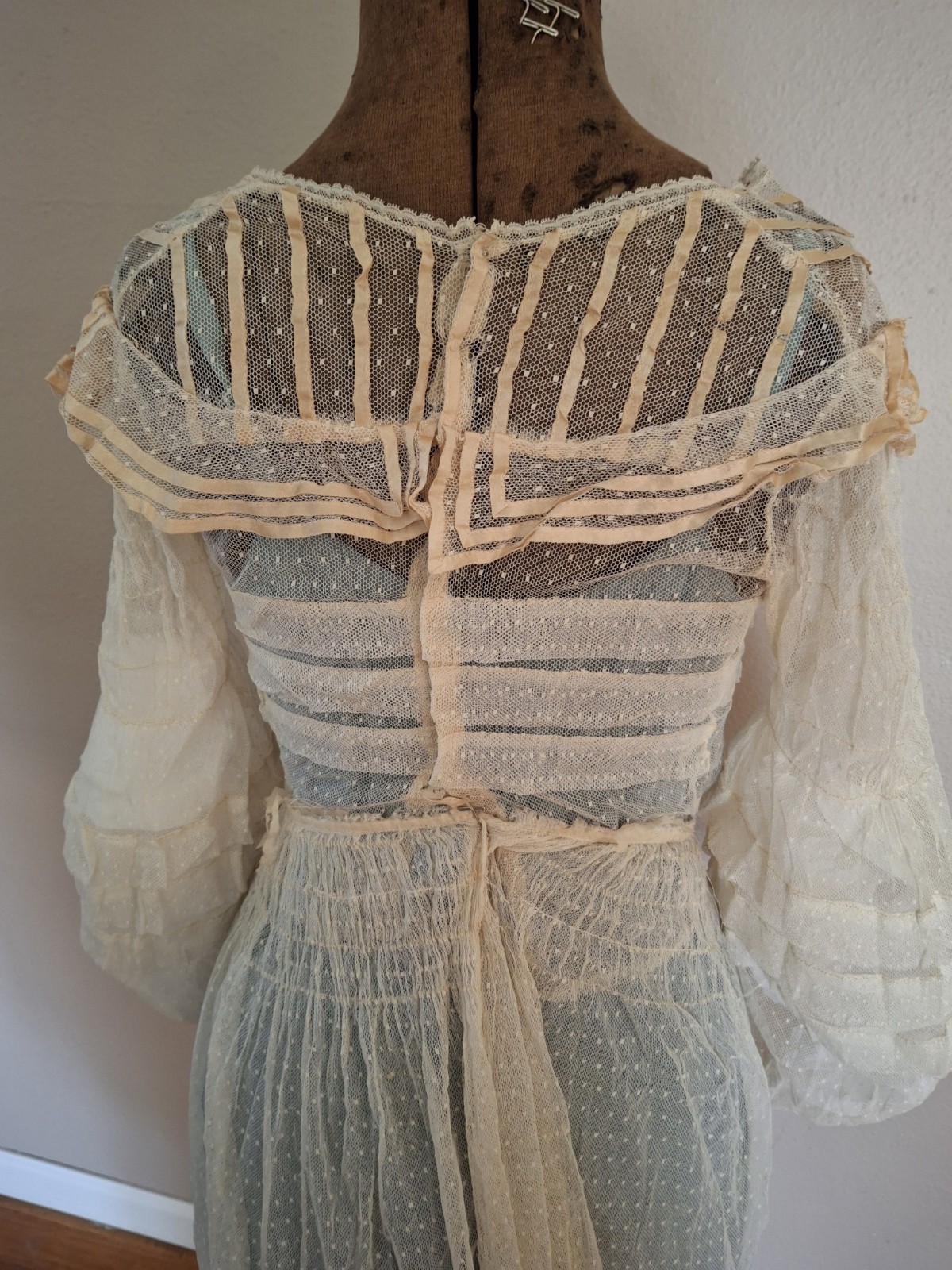 Vintage 1900 Charming Swiss Dotted/Ribbon Trim Bodice & Skirt